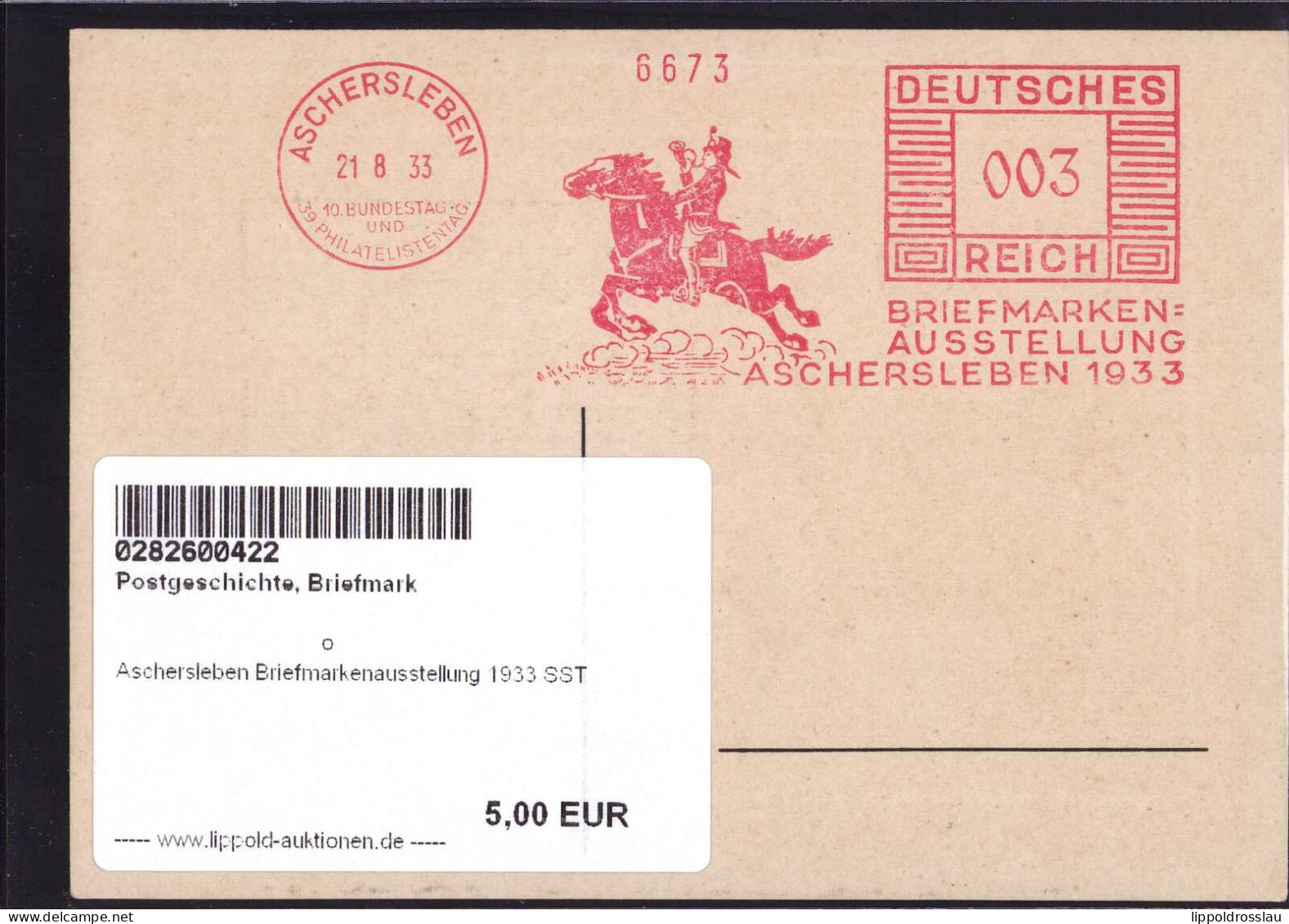 Gest. Aschersleben Briefmarkenausstellung 1933 SST - Timbres (représentations)