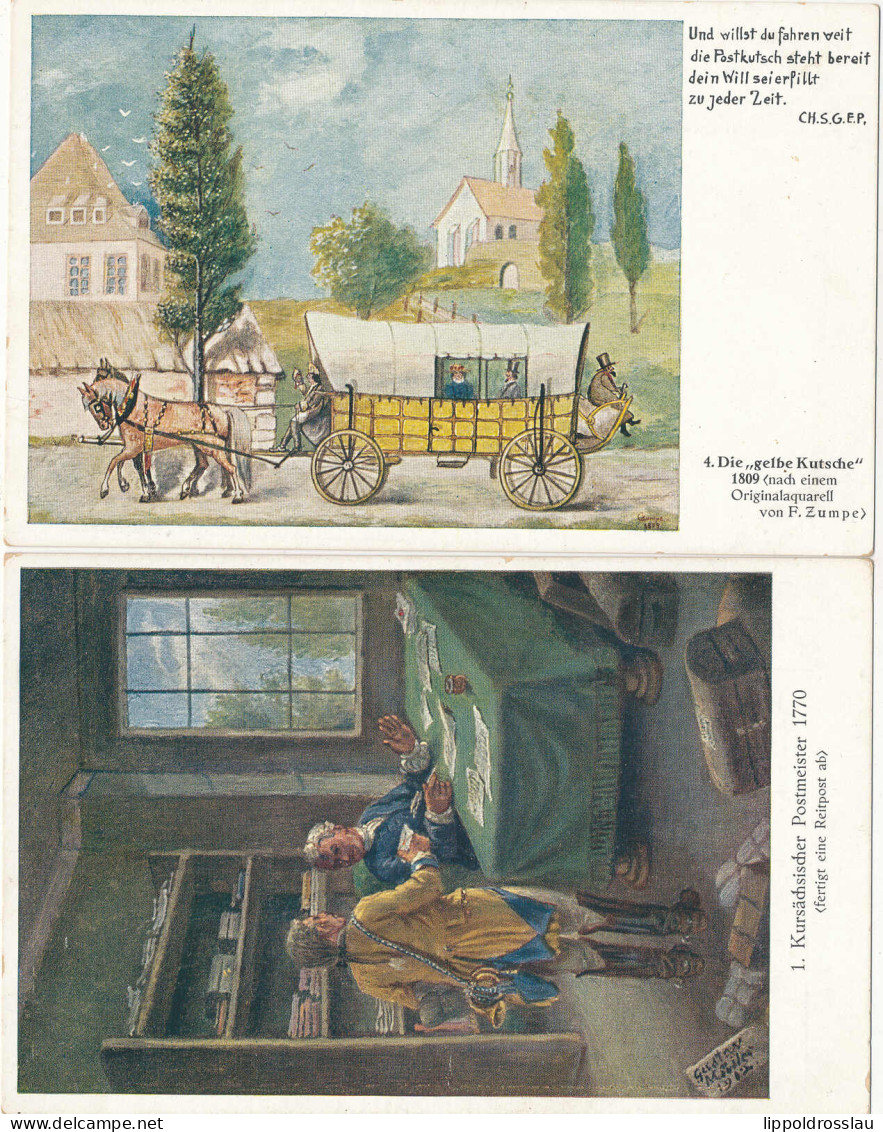 Serie Von 12 AK's Sächsische Post 1770-1865 - Briefmarken (Abbildungen)