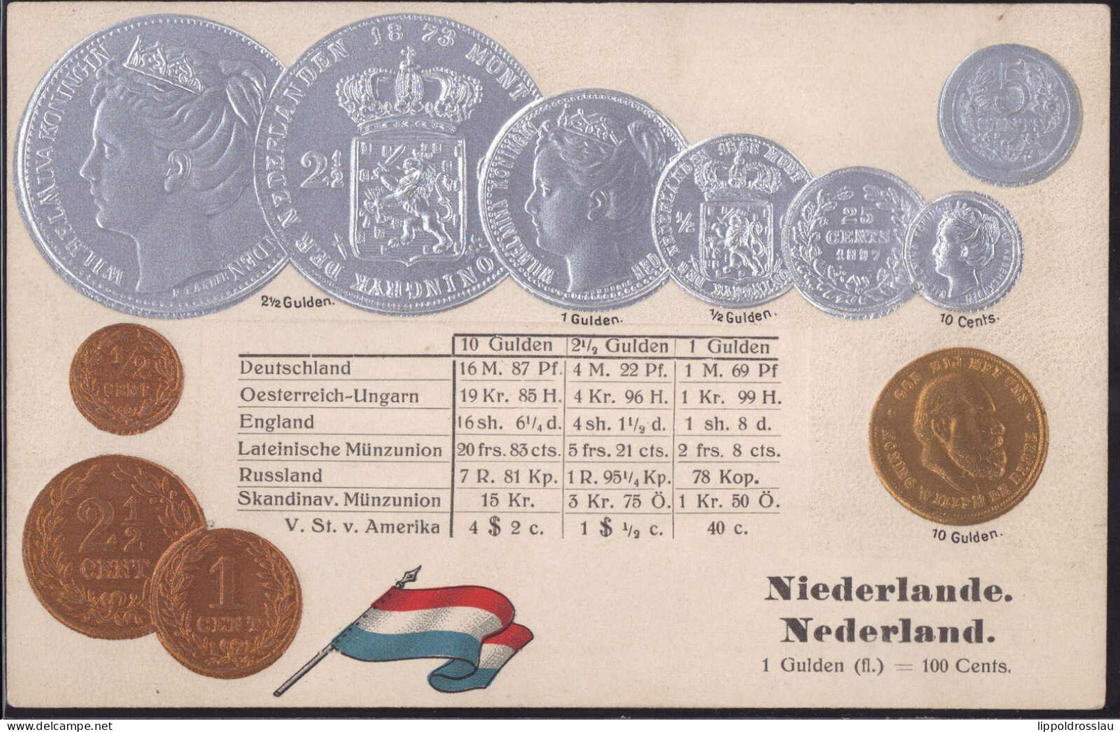* Münzen Niederlande, Prägekarte - Monnaies (représentations)