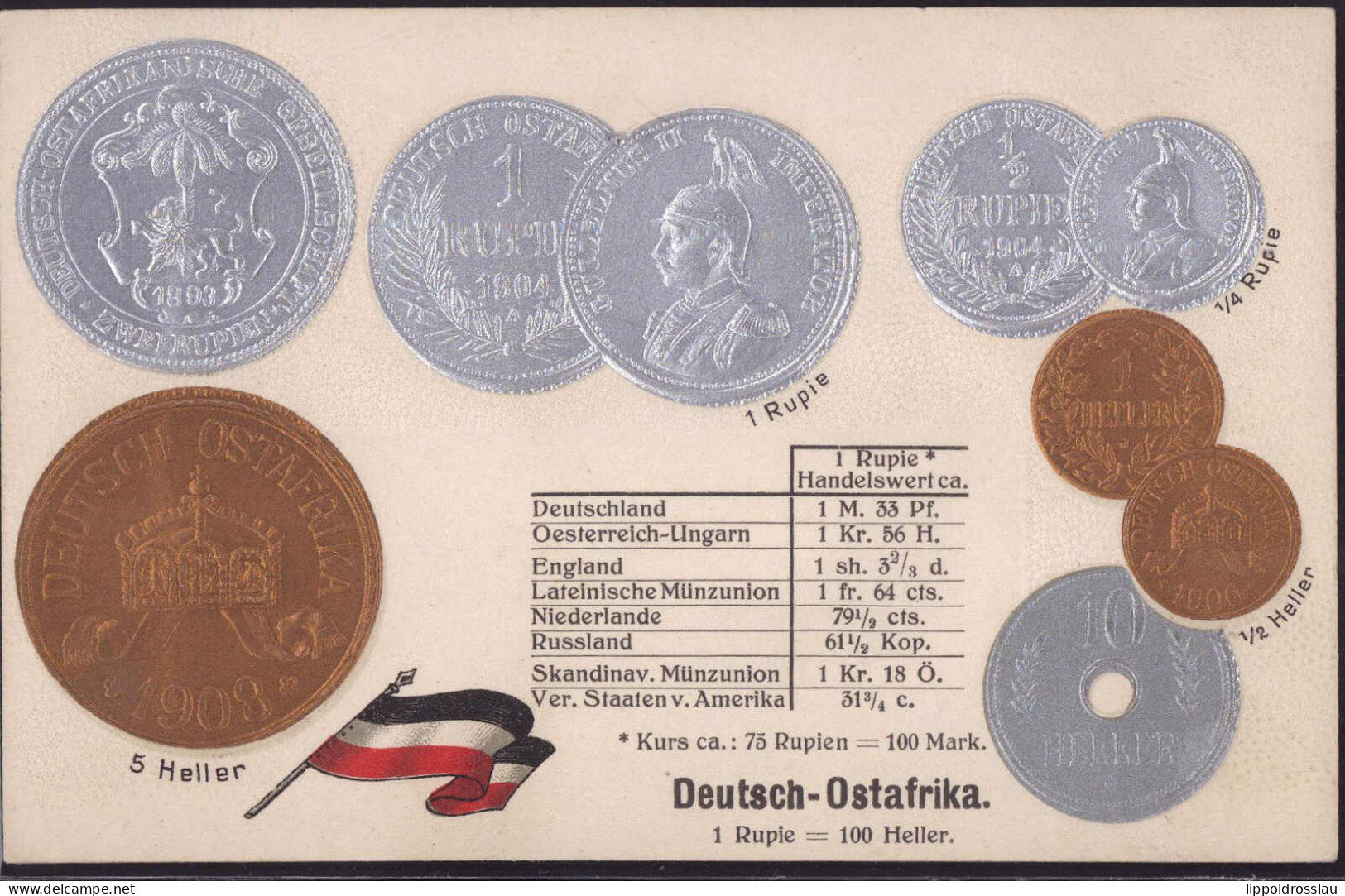 * Münzen Deutsch-Ostafrika, Prägekarte - Coins (pictures)