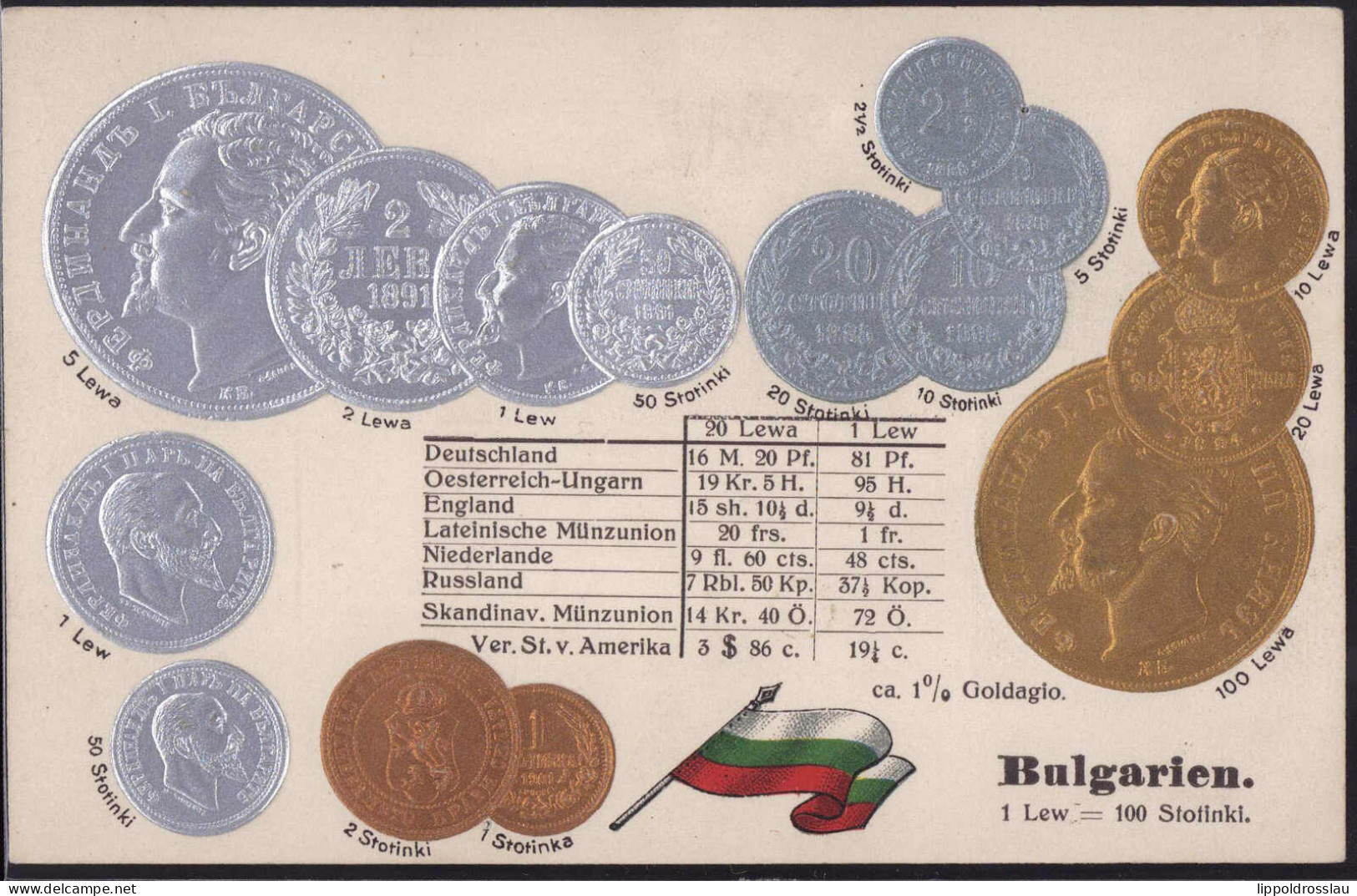 * Münzen Bulgarien, Prägekarte - Monnaies (représentations)
