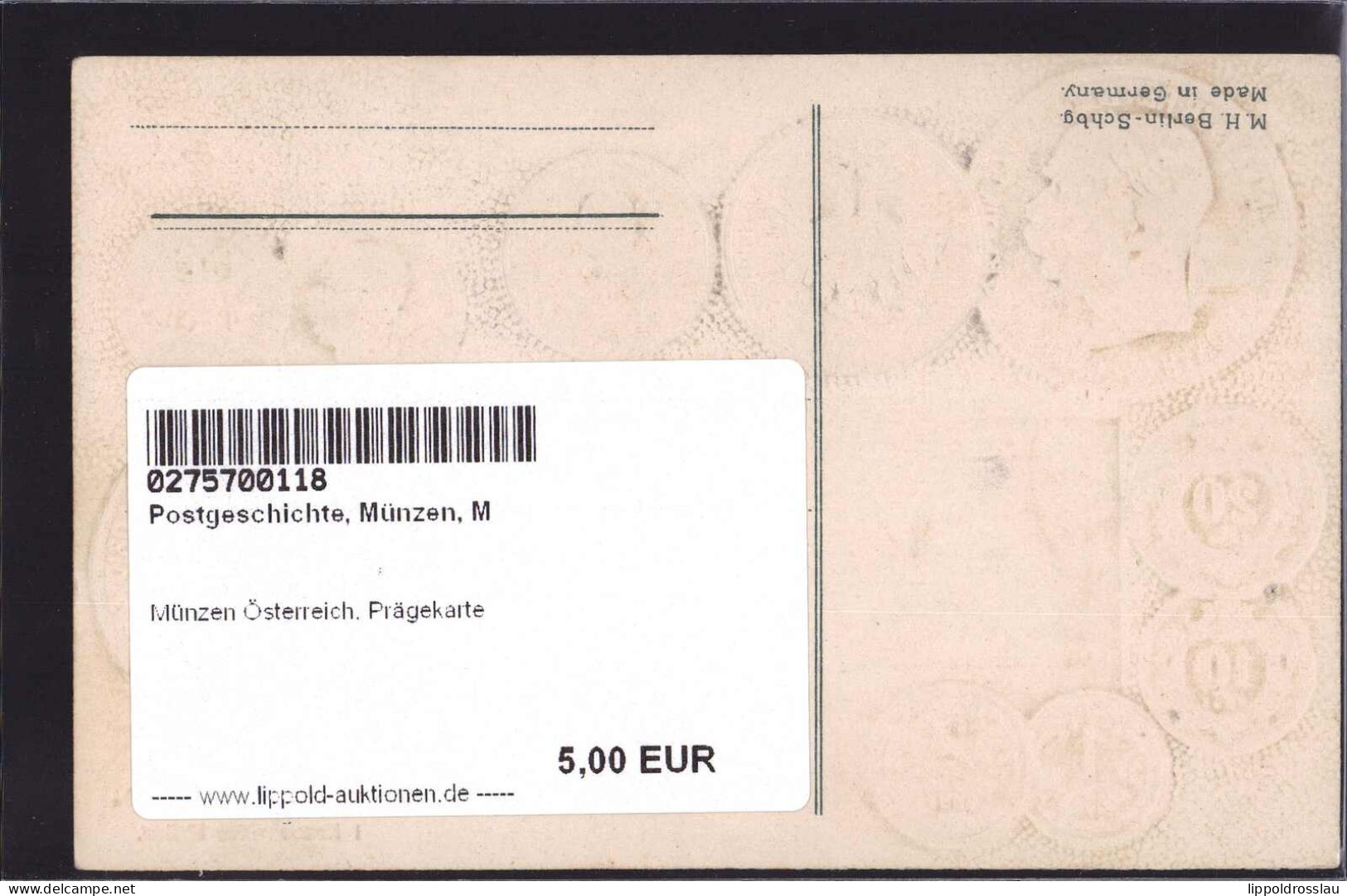 * Münzen Österreich, Prägekarte - Monnaies (représentations)
