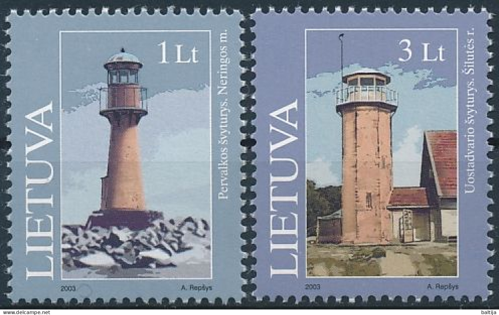 Mi 814-815 ** MNH / Technical Monuments, Lighthouses - Lithuania