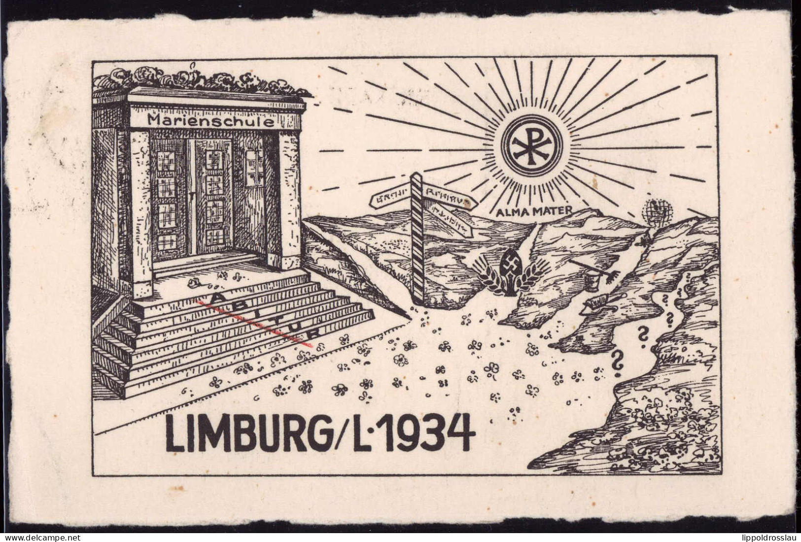 Gest. Limburg Marienschule L 1934, Hakenkreuz Im Ährengebinde, Bug 4cm - Vari