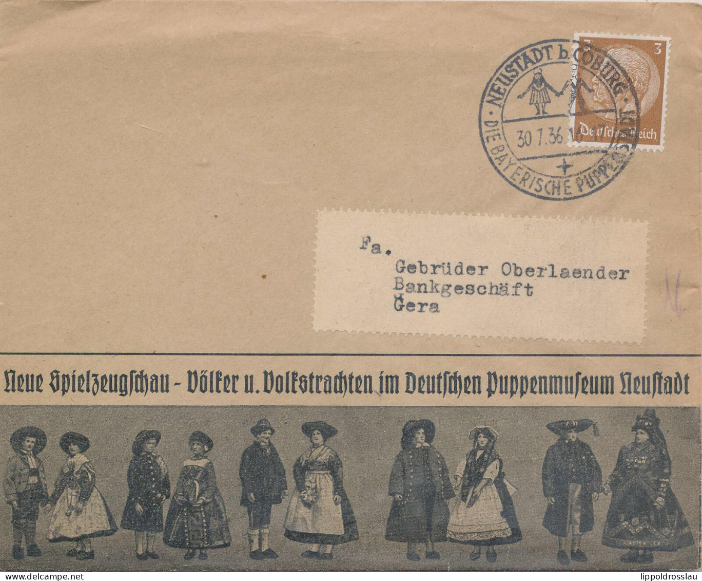 Neue Spielzeugschau Puppenmuseum Neustadt Bei Coburg, Schmuckbrief 1936 - Jeux Et Jouets