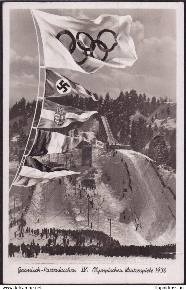 Gest. Olympiade Garmisch 1936, Sammlerfrankatur SST - Giochi Olimpici