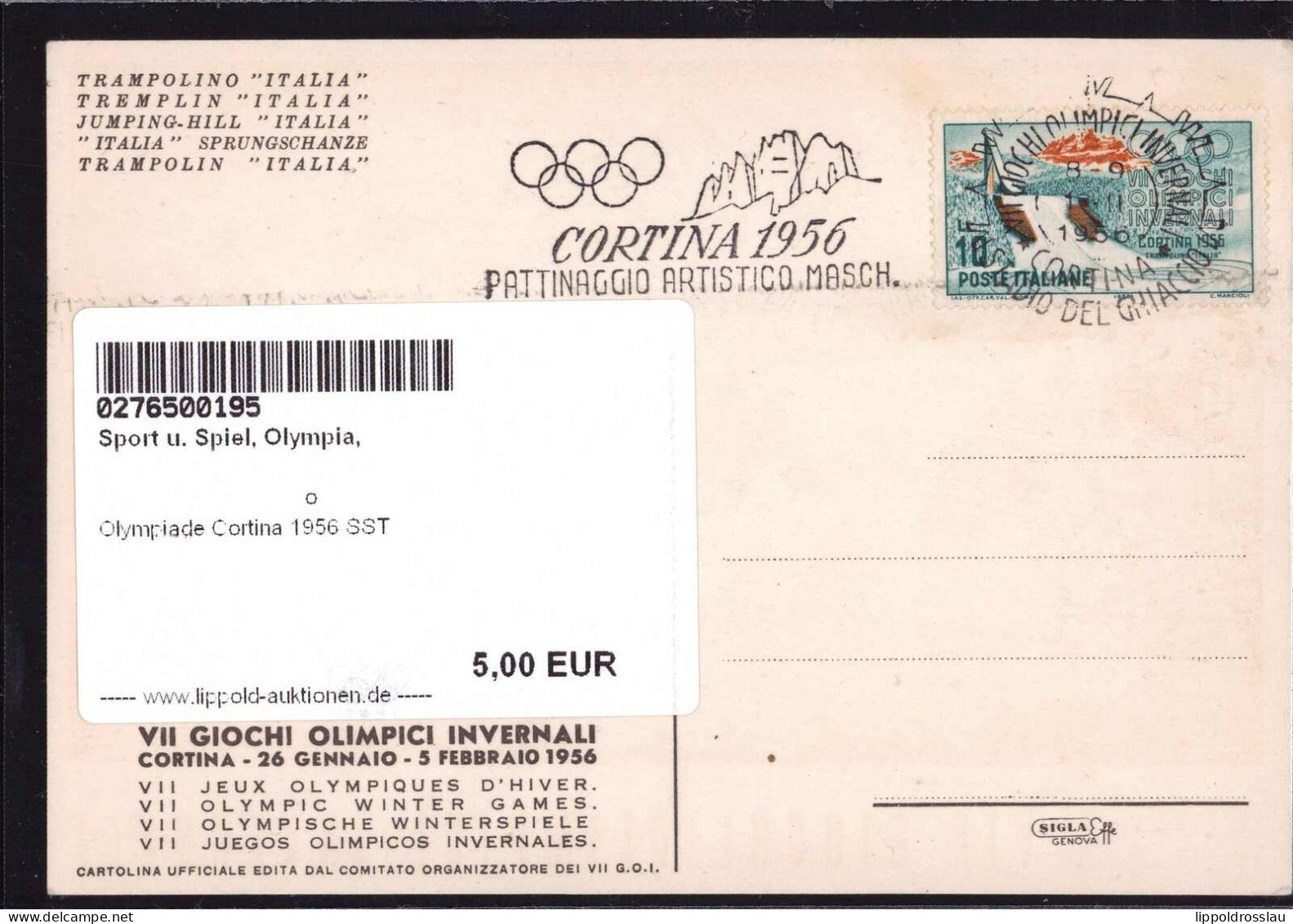 Gest. Olympiade Cortina 1956 SST - Olympische Spiele