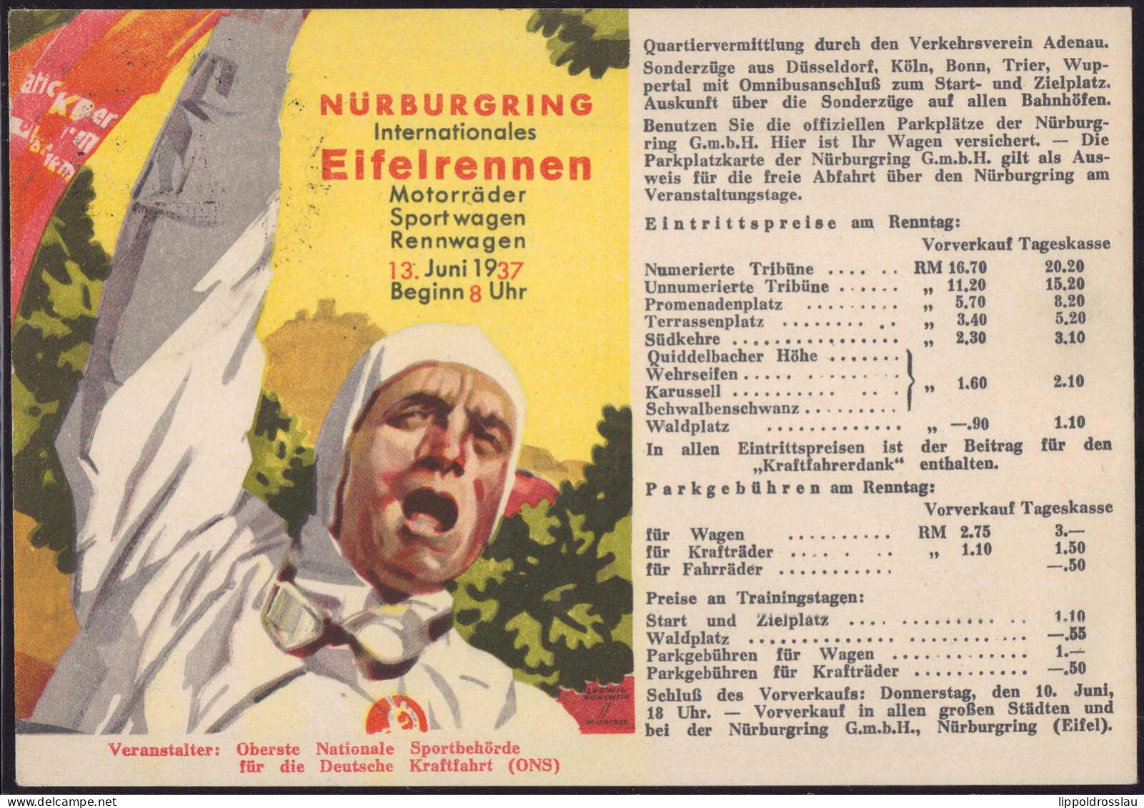 Gest. Nürburgring Eifelrennen 1937 - Grand Prix / F1