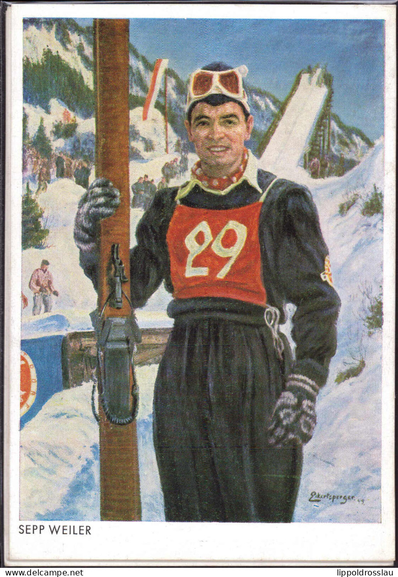 * 4 AK's Deutsche Skisportler 1949, Dabei Sepp Weiler, Toni Brutscher, Willi Klein, Toni Rupp, Alle Sign. Eckertsperger - Winter Sports