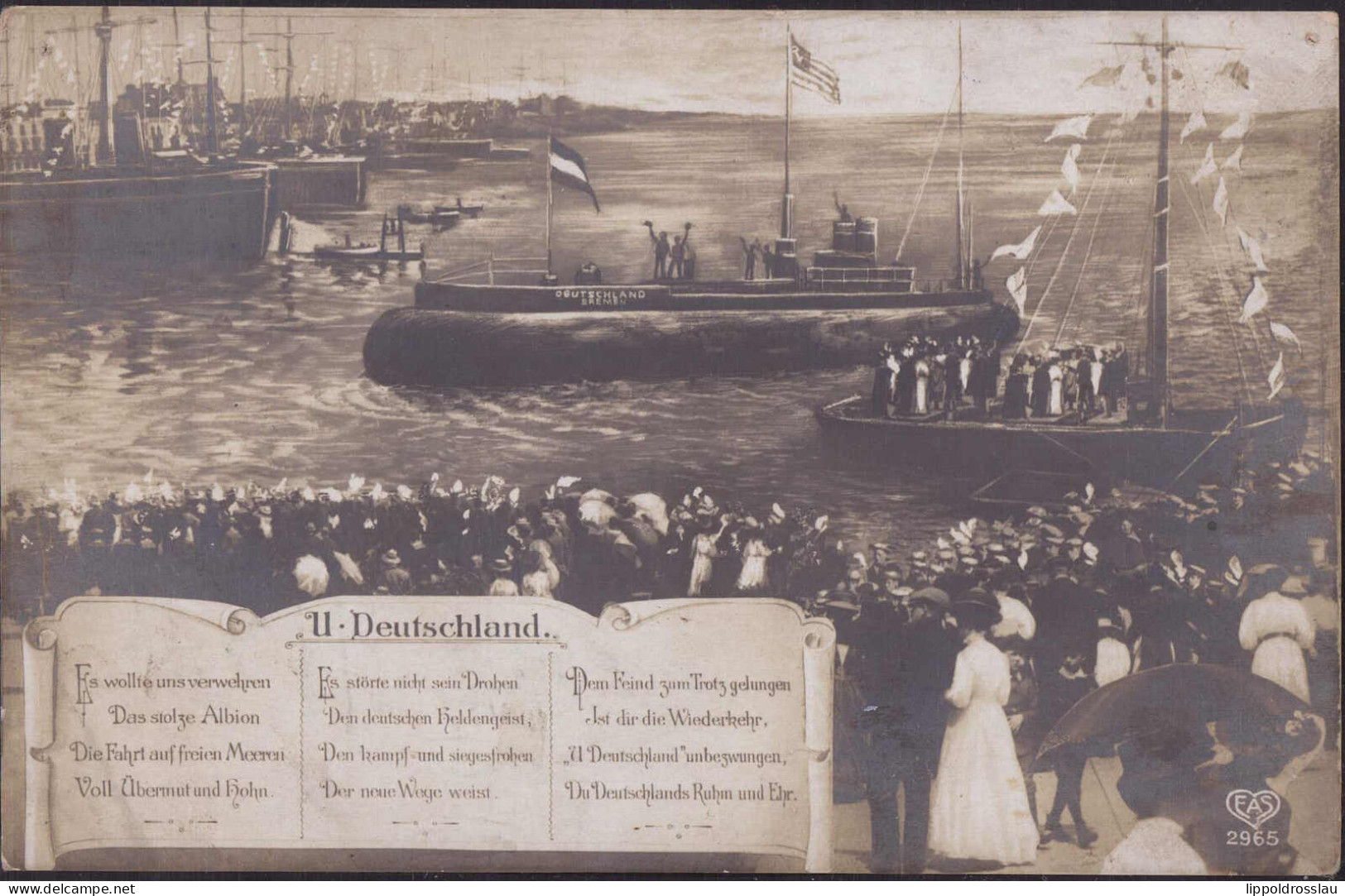 Gest. U-Boot Deutschland, Feldpost 1916 - Submarines