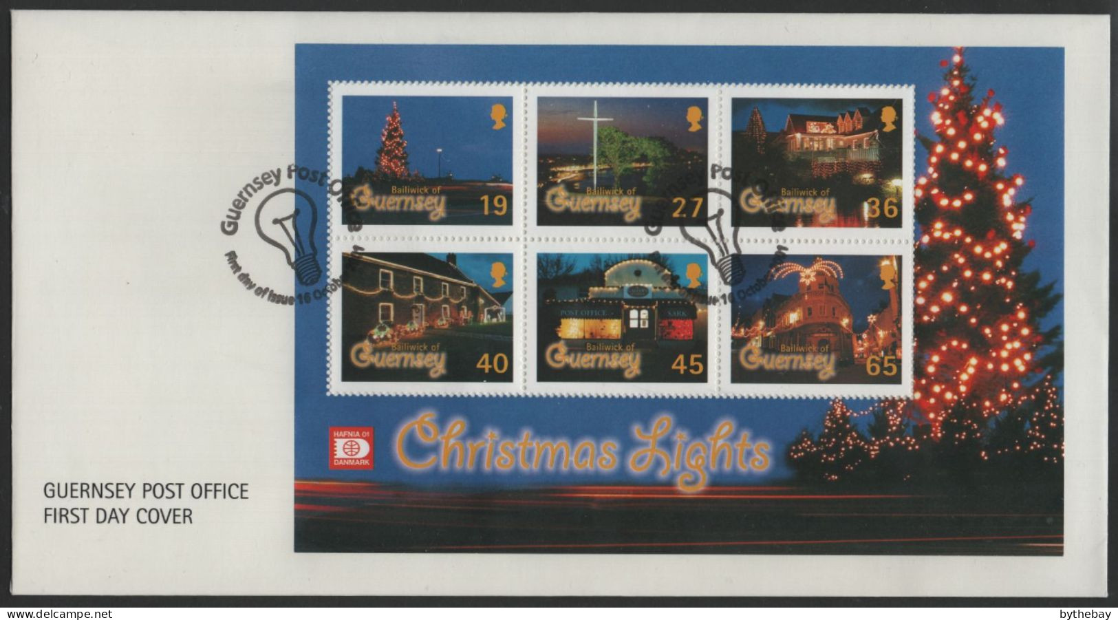 Guernsey 2001 FDC Sc 755a Trees, Houses Decorated For Christmas Sheet - Guernesey