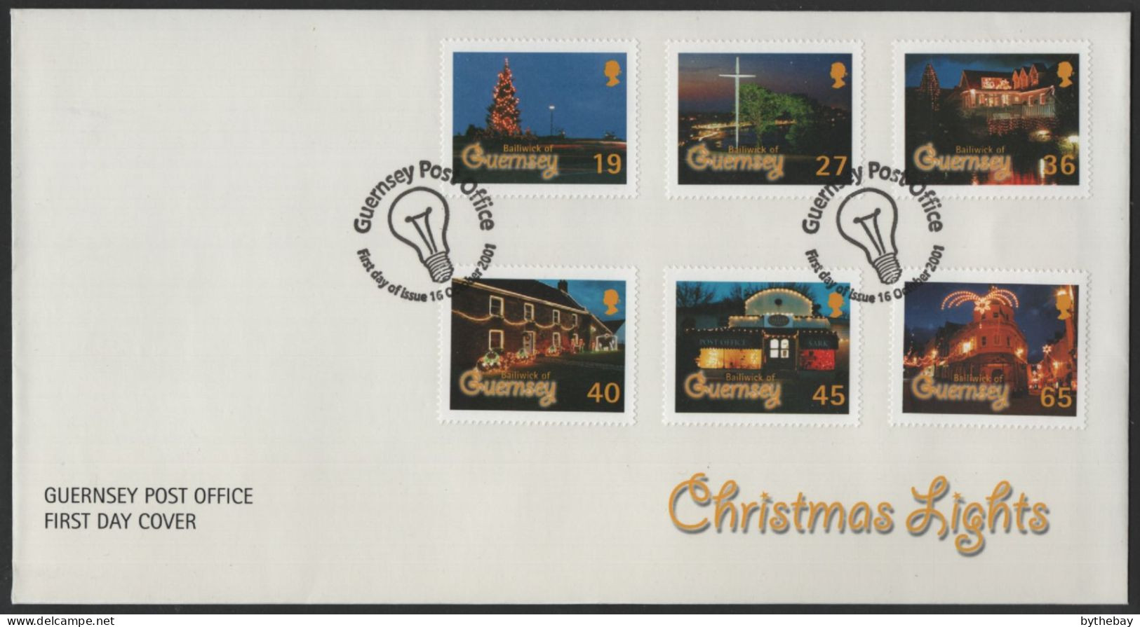 Guernsey 2001 FDC Sc 750-755 Trees, Houses Decorated For Christmas - Guernsey