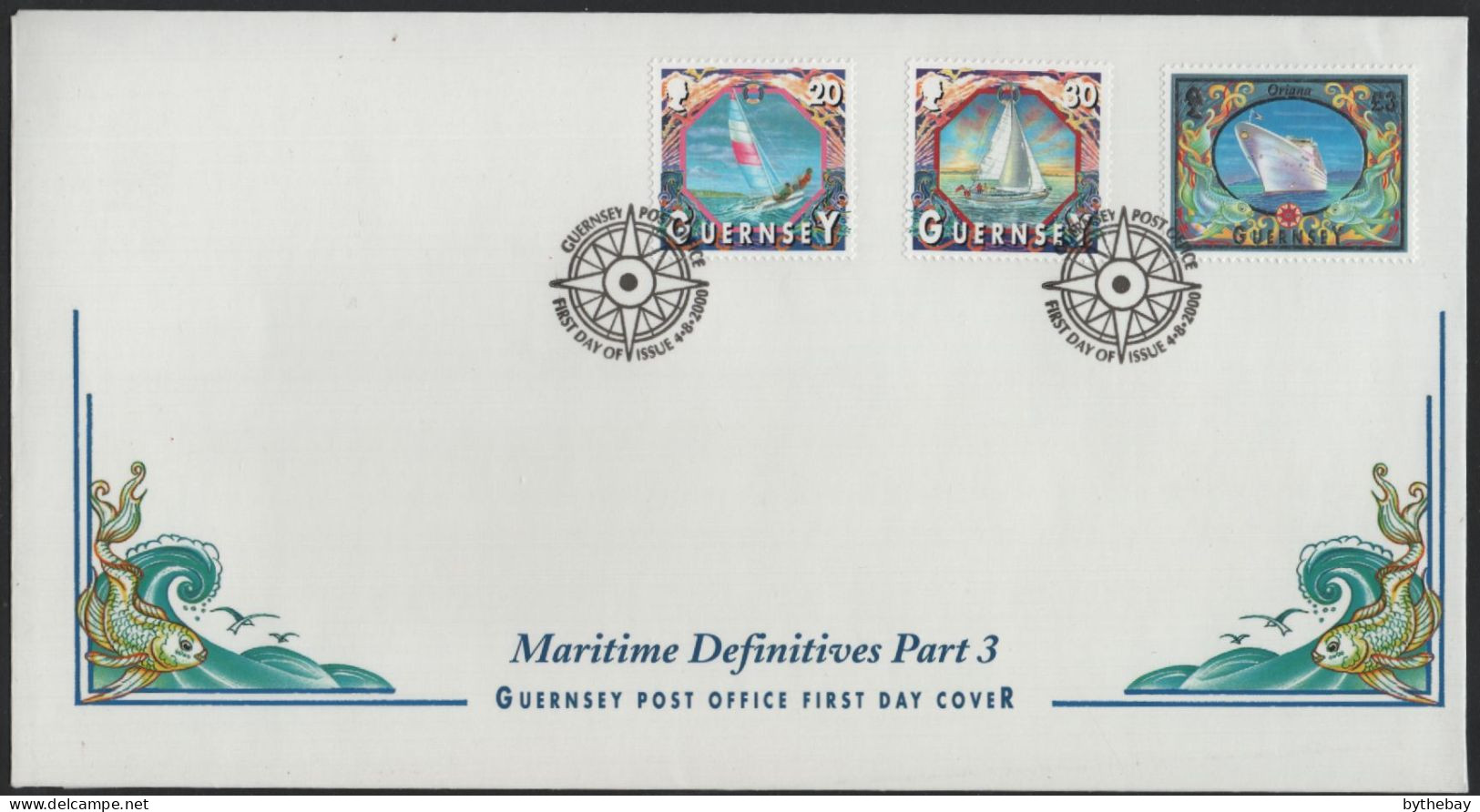 Guernsey 2000 FDC Sc 650, 651, 680 Catamaran, Sloop, Cruise Ship Oriana - Guernesey