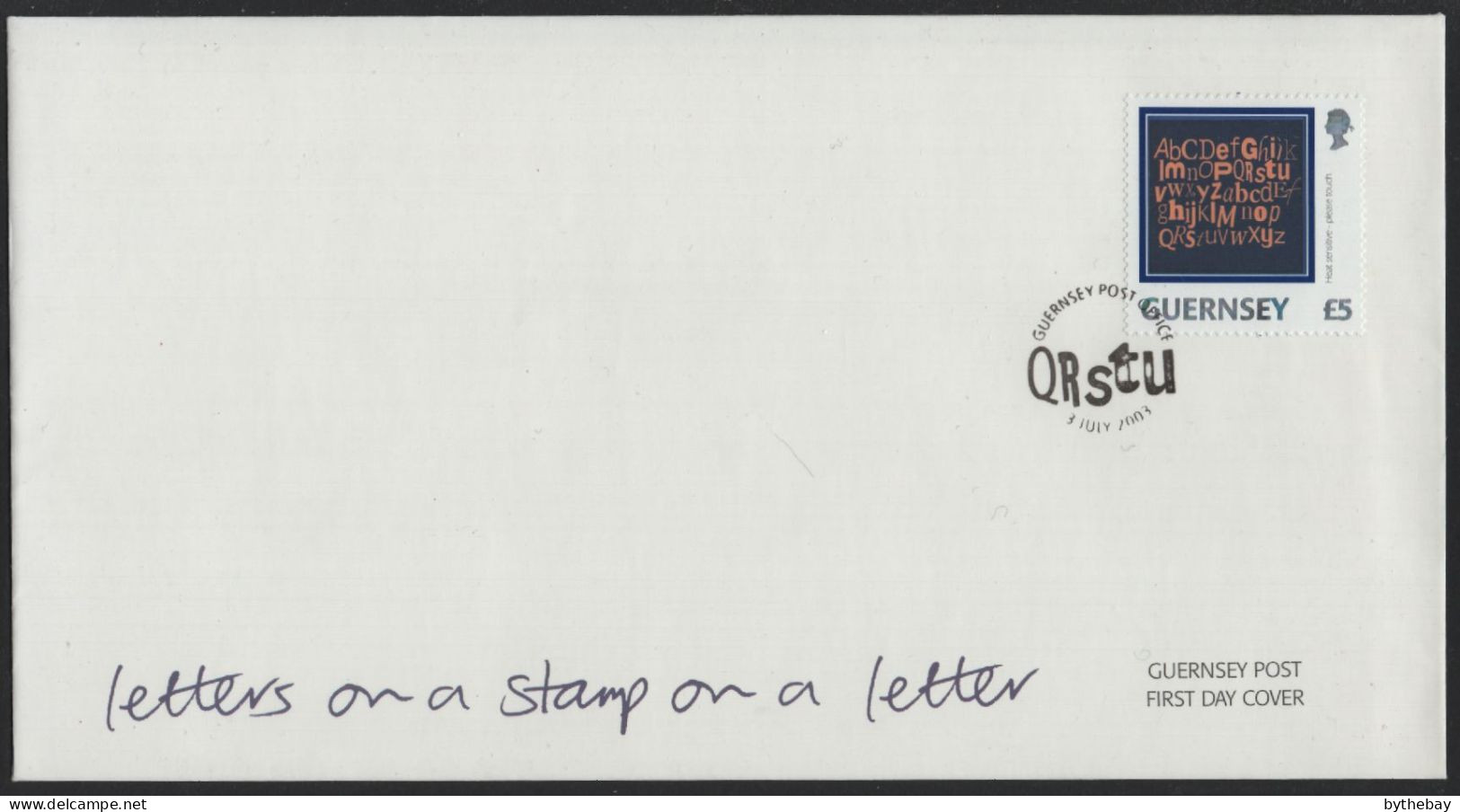 Guernsey 2003 FDC Sc 809 5pd Letters On A Stamp On A Letter - Guernsey