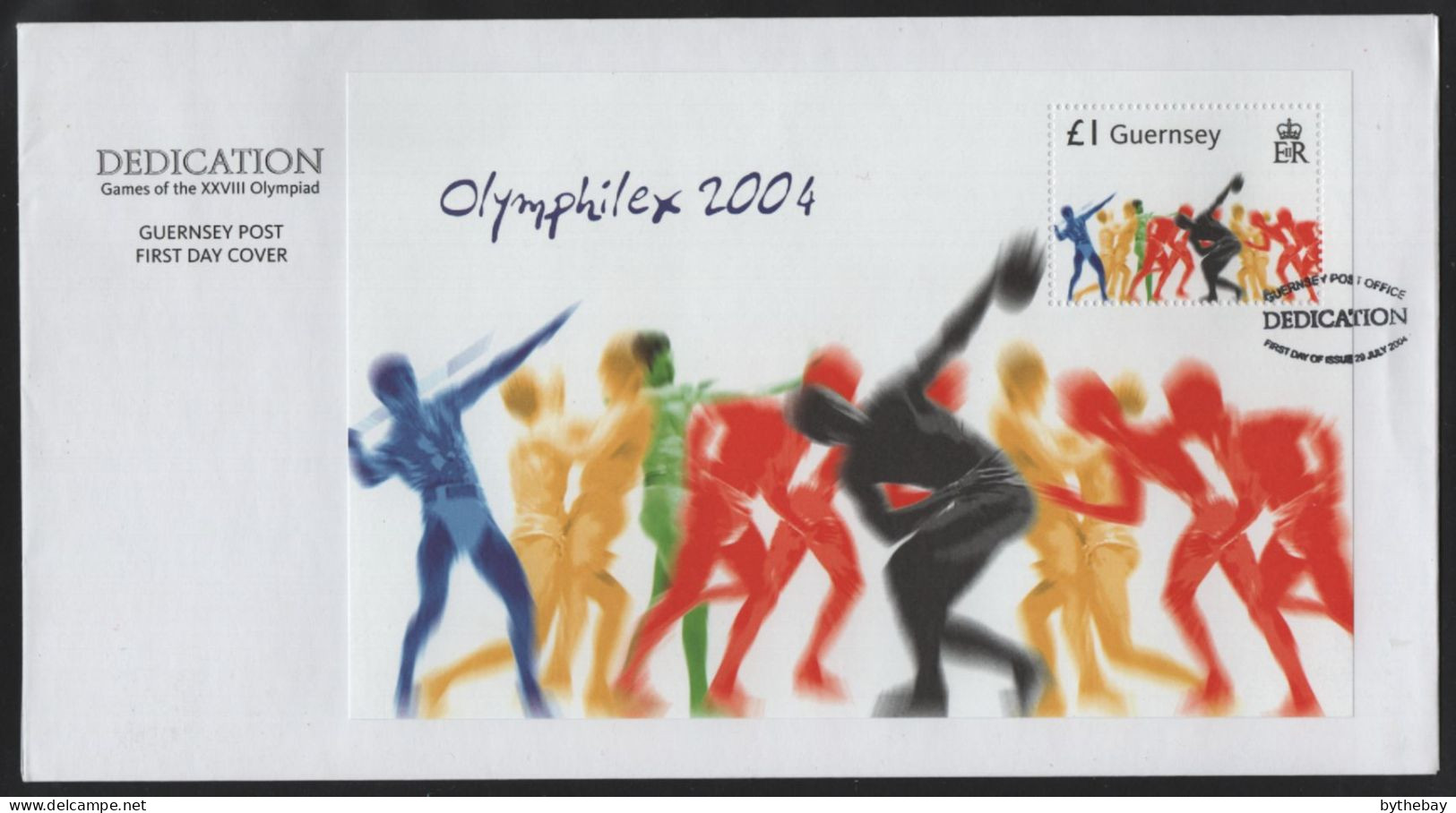 Guernsey 2004 FDC Sc 848 1pd Athletes Athens Olympics Sheet - Guernsey