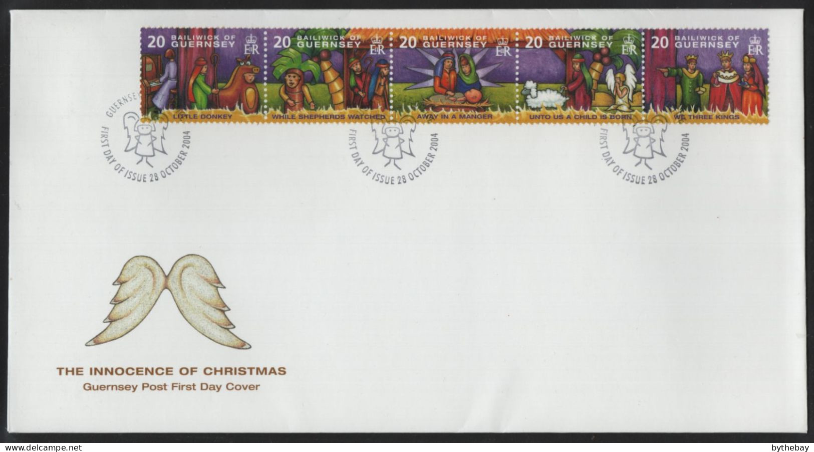 Guernsey 2004 FDC Sc 849 20p Christmas Songs Strip - Guernesey