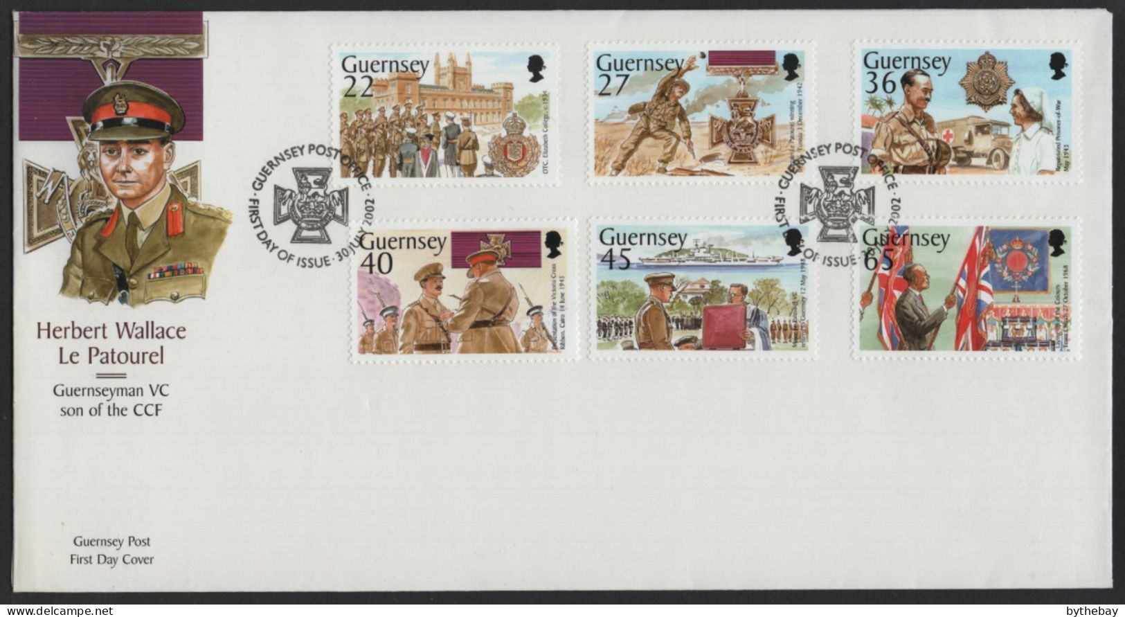 Guernsey 2002 FDC Sc 777-782 Major Herbert Wallace Le Patourel Victoria Cross - Guernesey