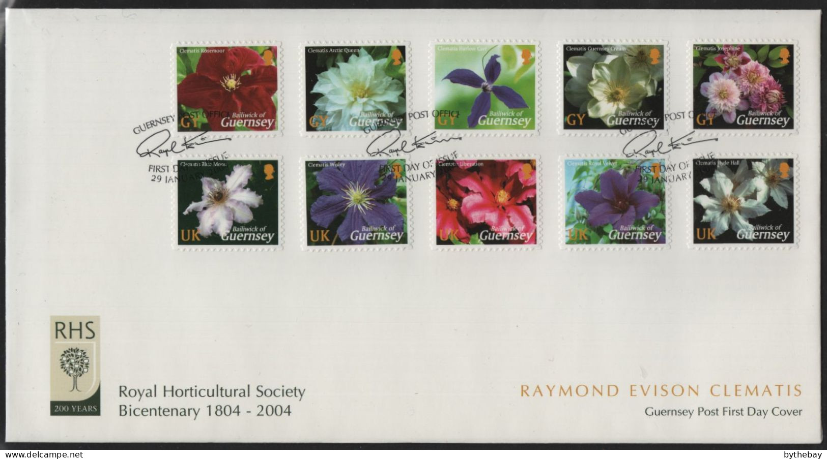 Guernsey 2004 FDC Sc 817-826 Clematis Flowers - Guernsey