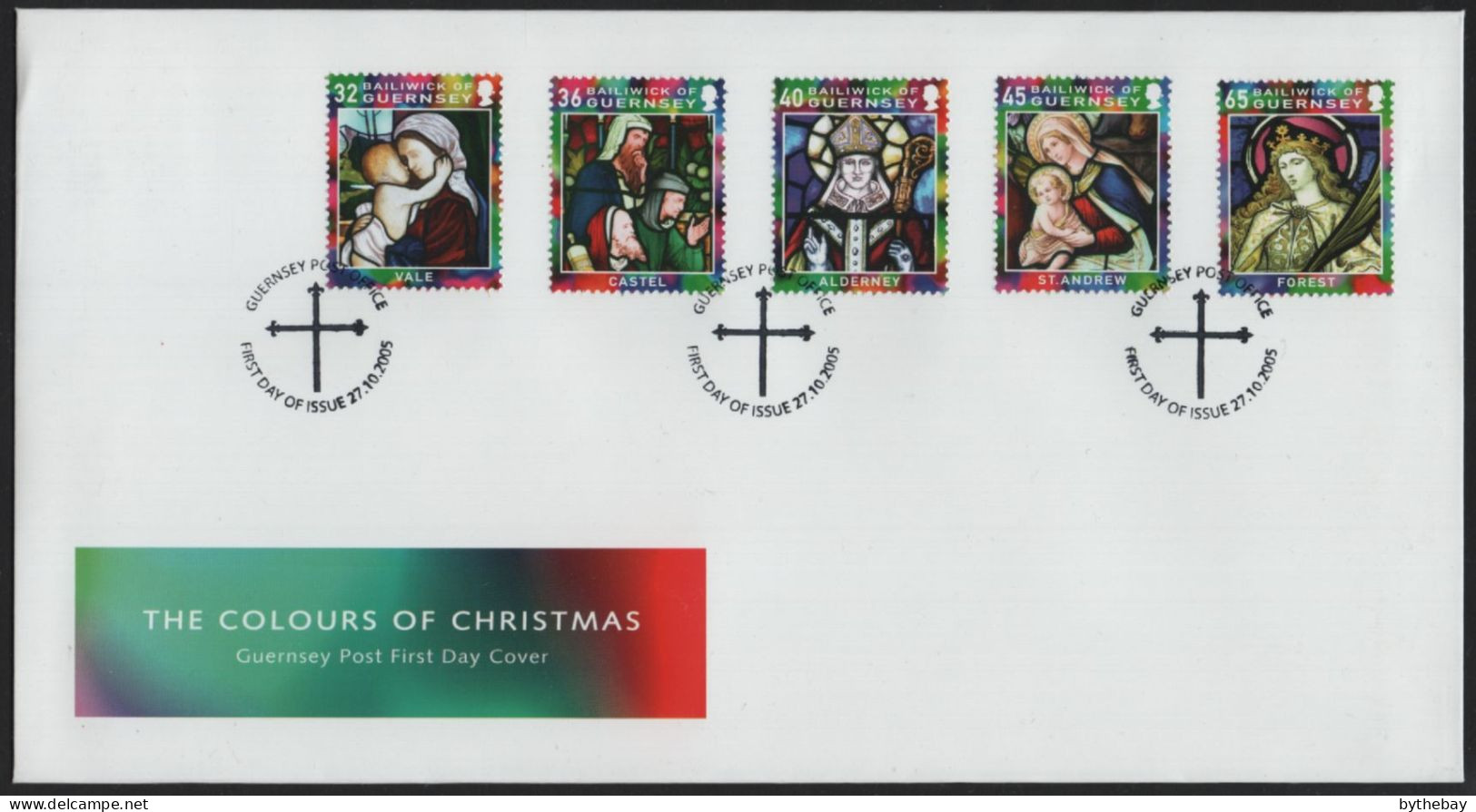 Guernsey 2005 FDC Sc 881-885 Stained Glass Church Windows Christmas - Guernsey