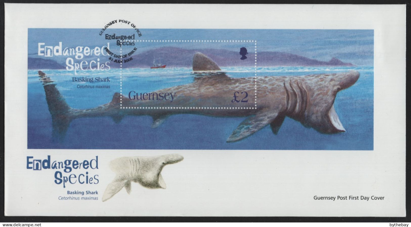 Guernsey 2005 FDC Sc 874 2pd Basking Shark Sheet - Guernsey
