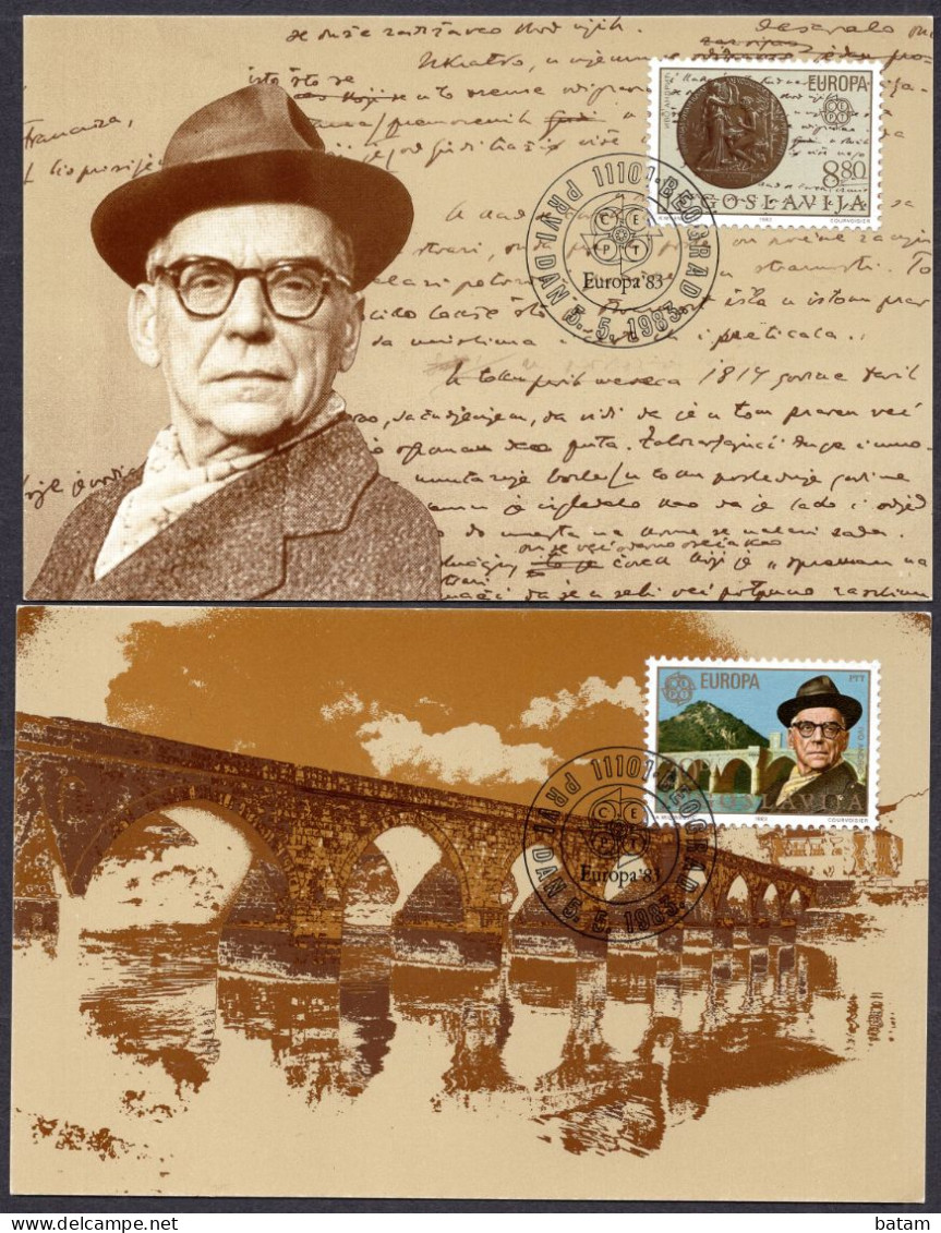 Yugoslavia 1983 - EUROPA Stamps - Inventions - Ivo Andric - Writer - Nobel Prize - Maximum Card - Cartas & Documentos