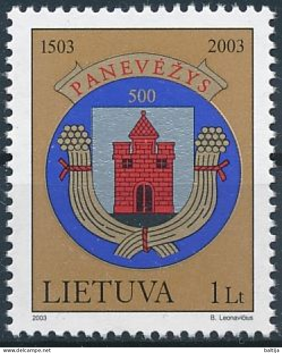 Mi 828 ** MNH / Panevėžys Town Rights 500th Anniversary, Heraldry - Lithuania