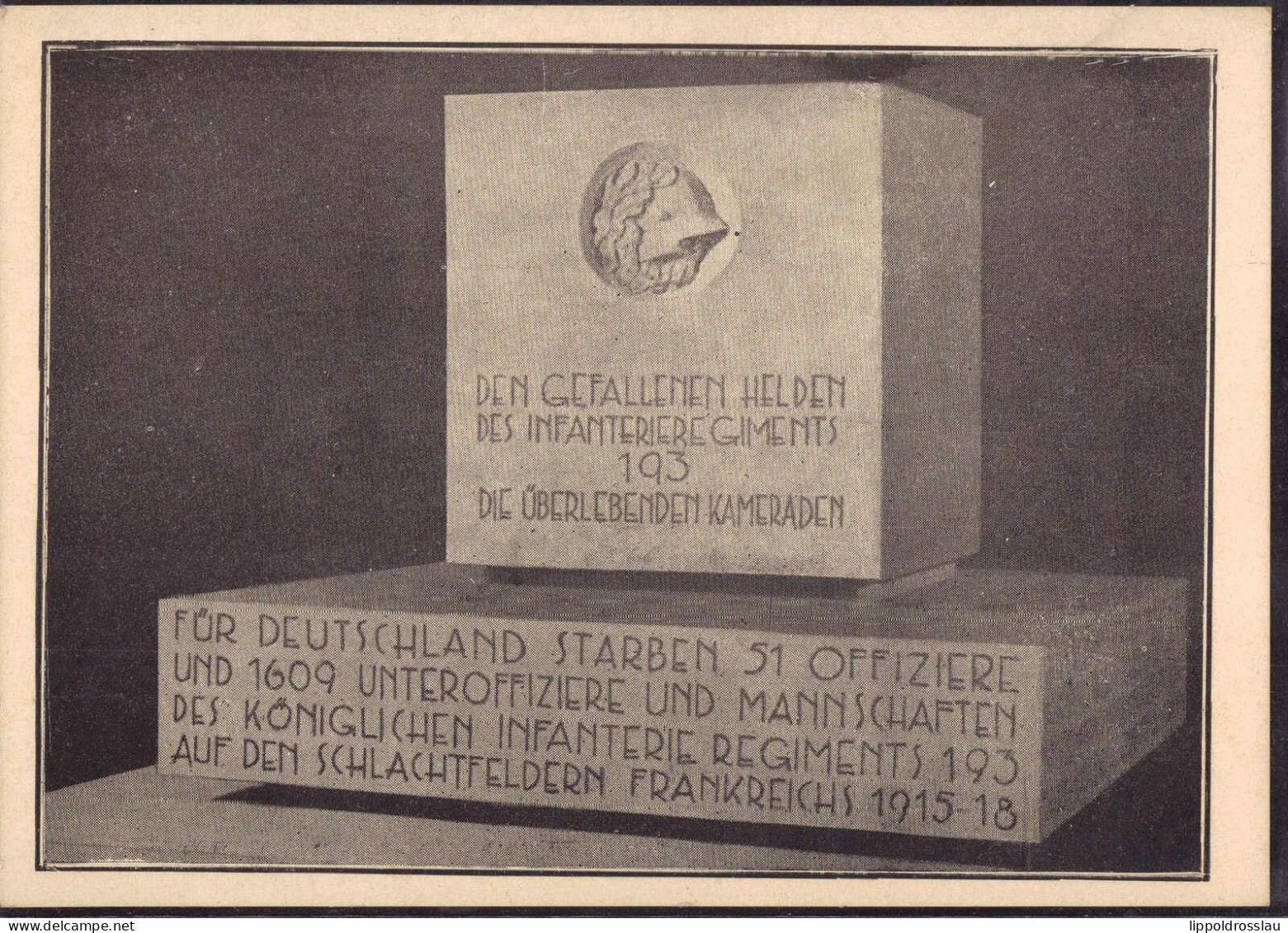 * Bausteinkarte Denkmal Den Gefallenen Des Inf.-Regts 193 In Duisburg - Guerre 1939-45