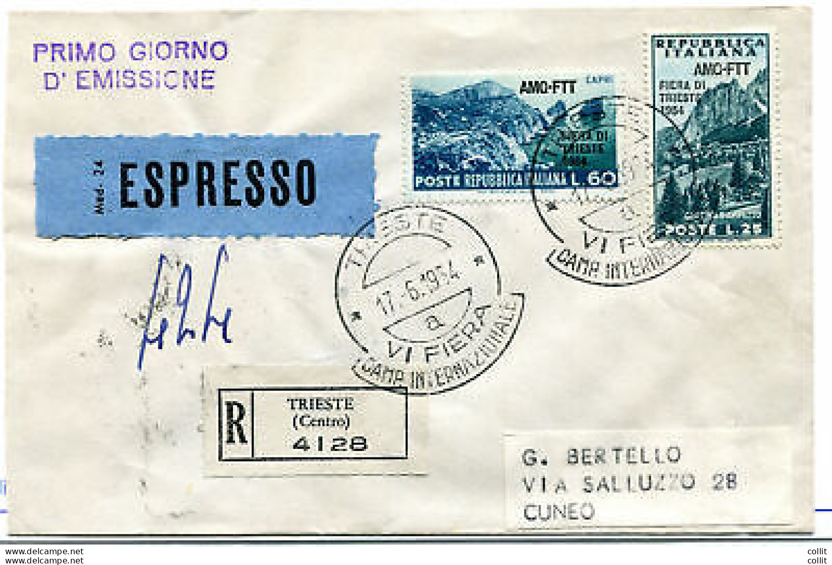 Trieste A - Fiera Di Trieste 1954 Serie Su Busta FDC Racc. - Neufs