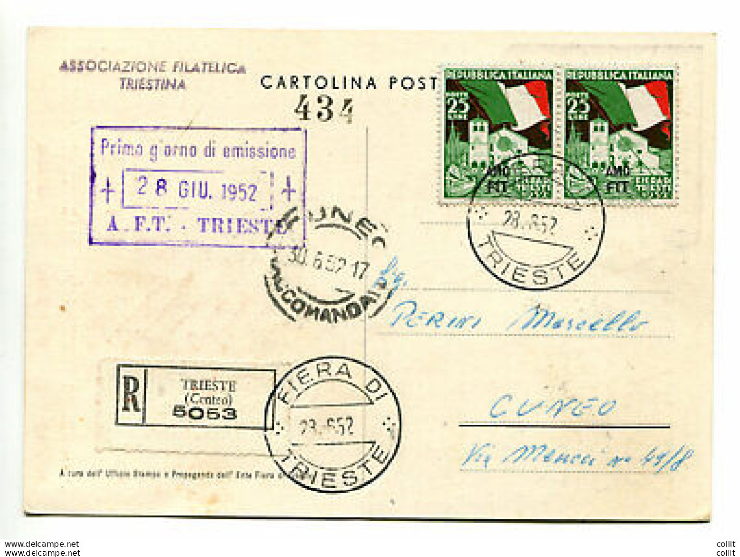 Trieste A - Fiera Di Trieste 1952 Su Cartolina Commemorativa - Ungebraucht