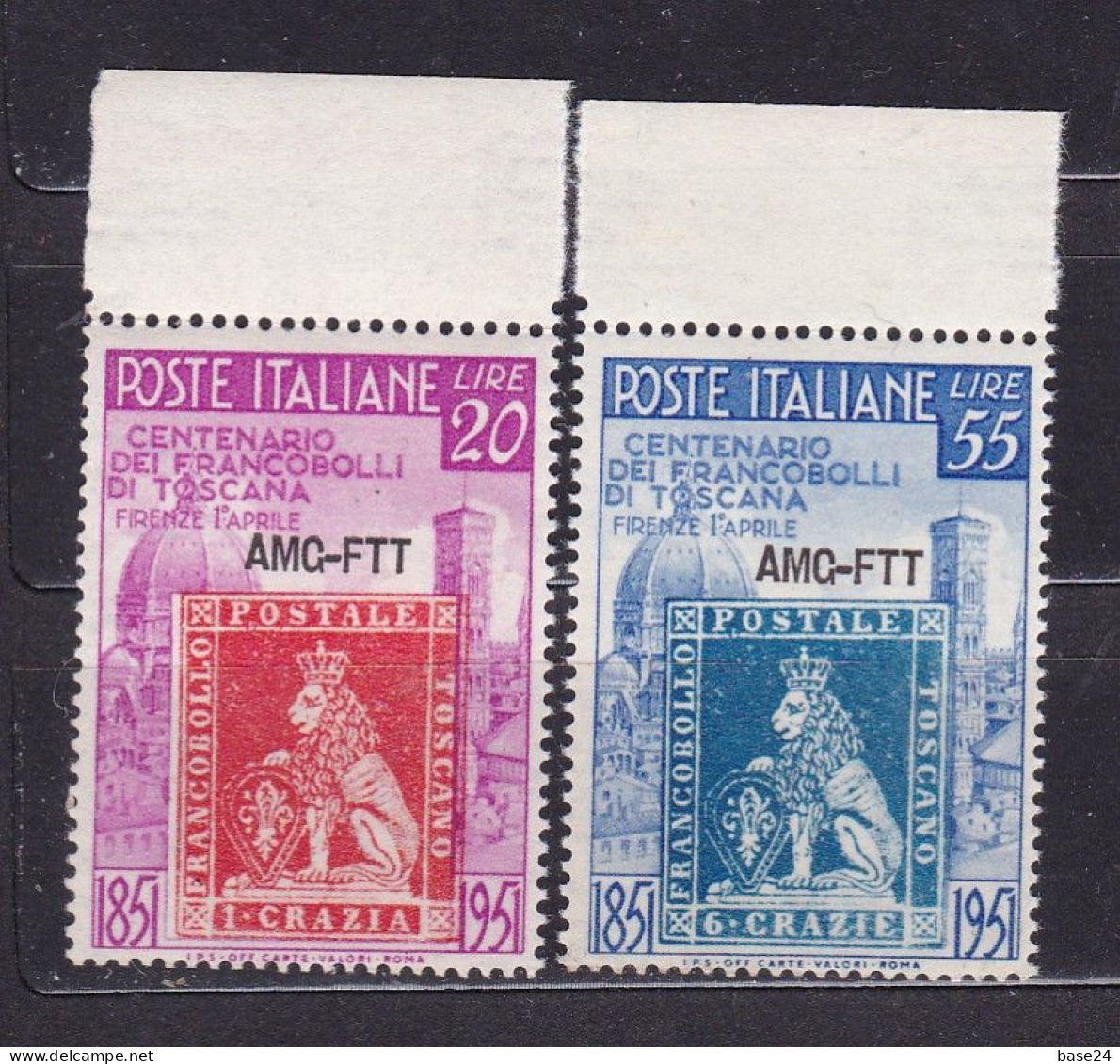 1951 Italia Italy Trieste A TOSCANA  TUSCANY Serie Di 2 Valori MNH** Gomma Bicolore - Ungebraucht