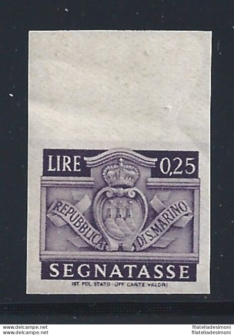 1945 SAN MARINO, Segnatasse N° 69a 25c. Violetto Grigio MNH** Francobollo Nuovo - Varietà & Curiosità