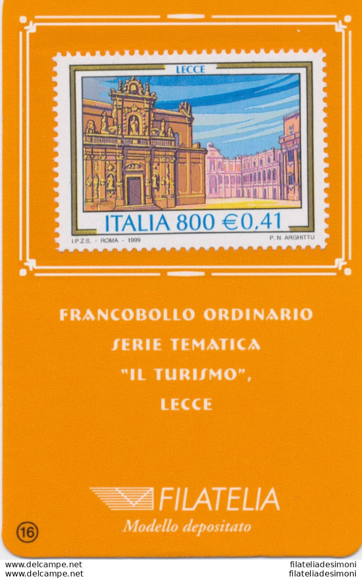 1999 Italia - Repubblica , Tessera Filatelica Turistica Lecce ,  0,41€ - Tessere Filateliche