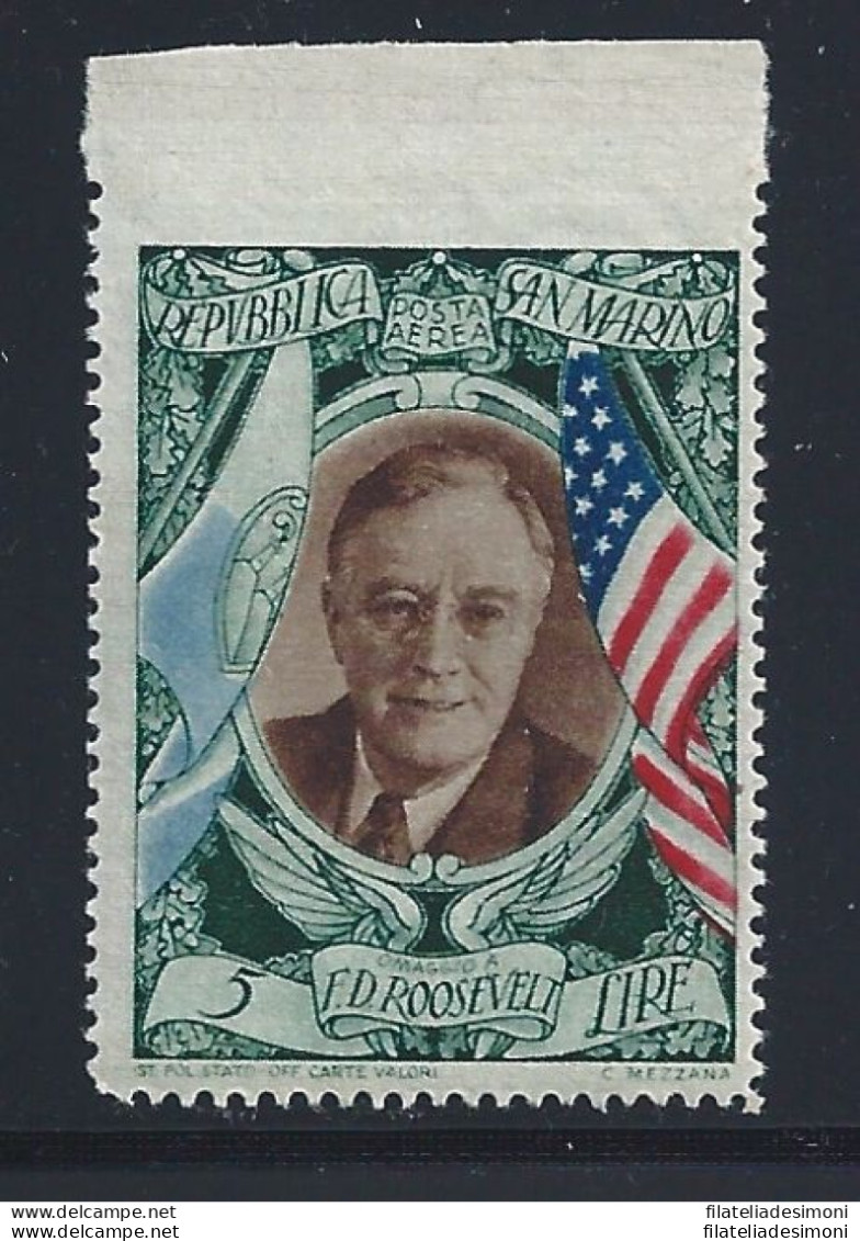 1947 SAN MARINO, PA N° 63d Presidente Roosevelt MLH/* - Variétés Et Curiosités