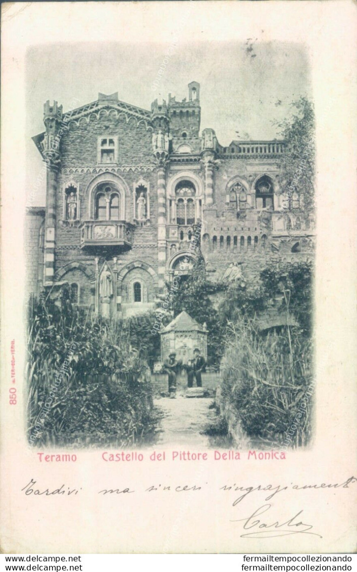 Ad77 Cartolina Teramo Citta' Castello Del Pittore Della Monica 1904 - Teramo