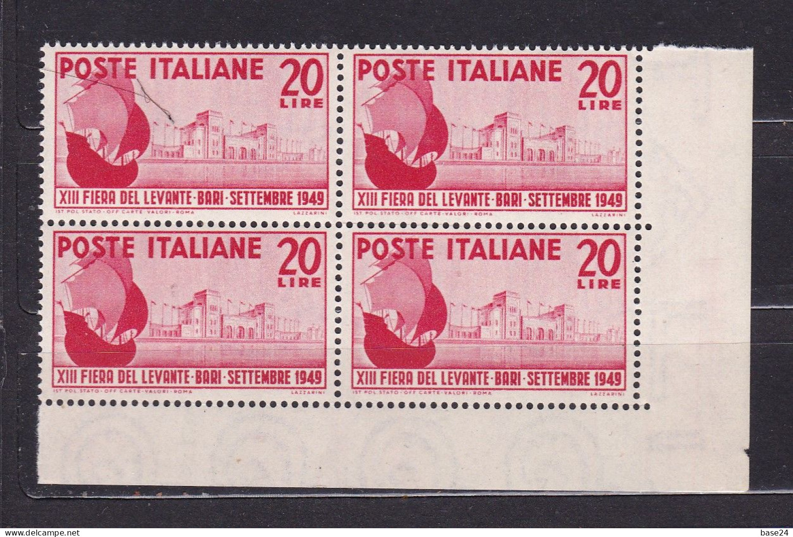1949 Italia Italy Repubblica FIERA DEL LEVANTE BARI 4 Serie In Quartina MNH** LEVANTE FAIR Block 4 - 1946-60: Ungebraucht