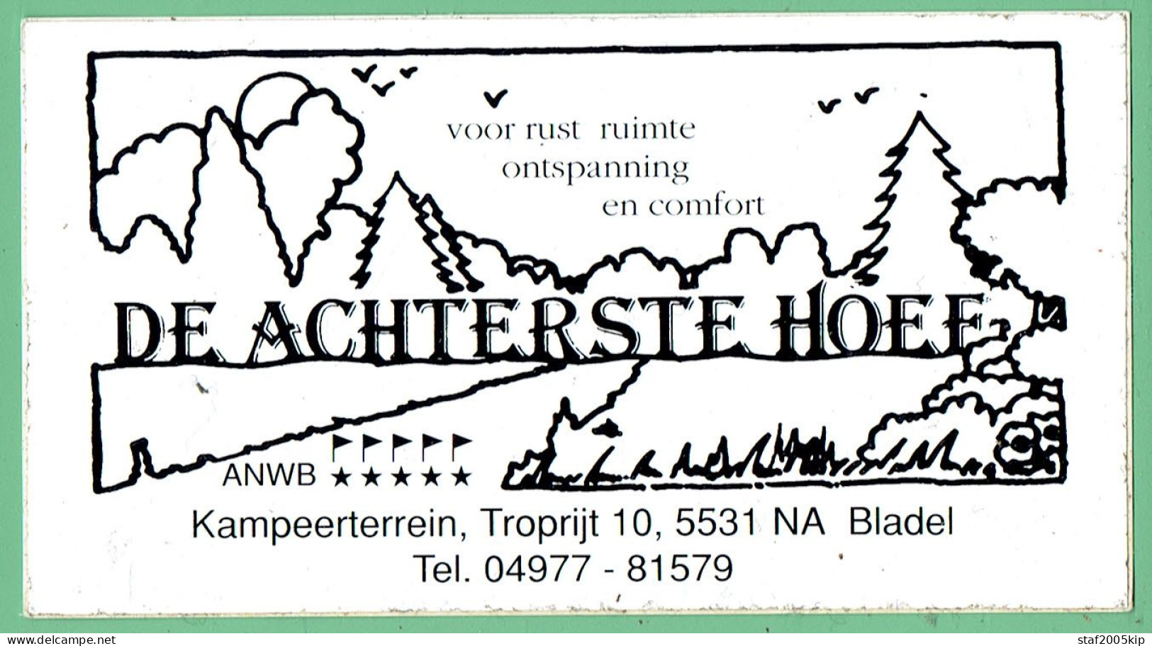 Sticker - DE ACHTERSTE HOEF - Kampeerterrein, Tropijt BLADEL - Autocollants