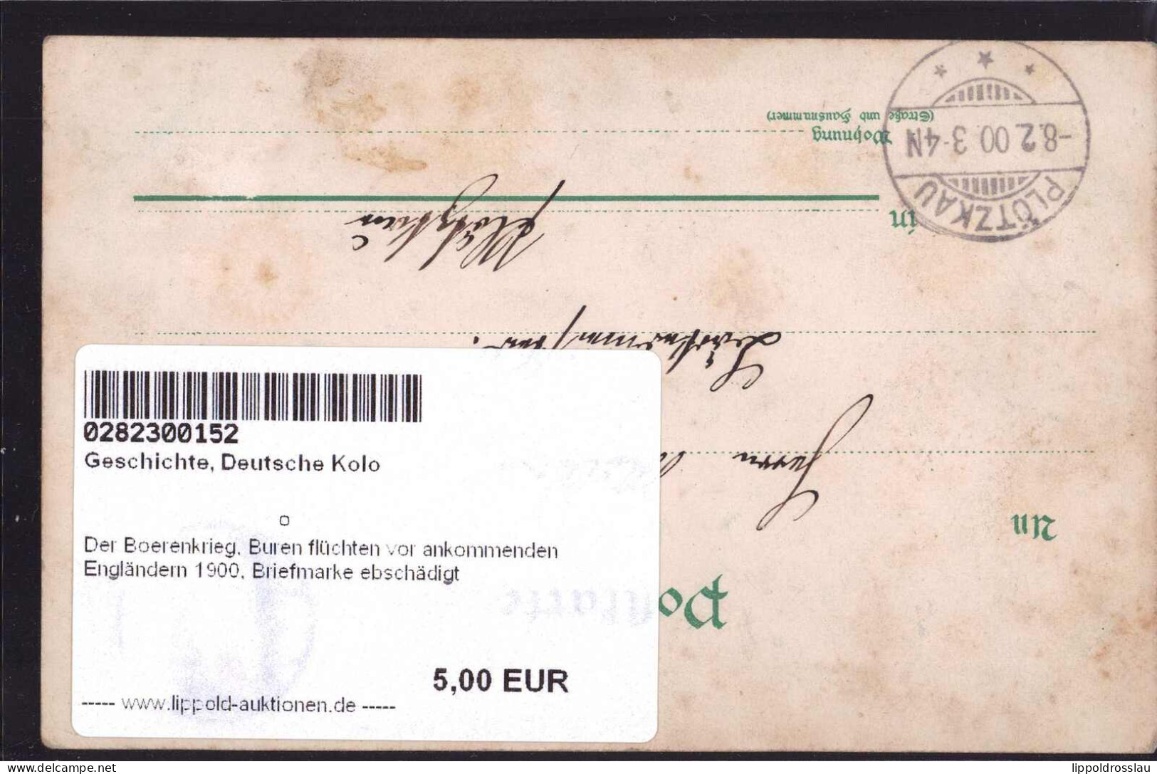 Gest. Der Boerenkrieg, Buren Flüchten Vor Ankommenden Engländern 1900, Briefmarke Ebschädigt - Geschichte