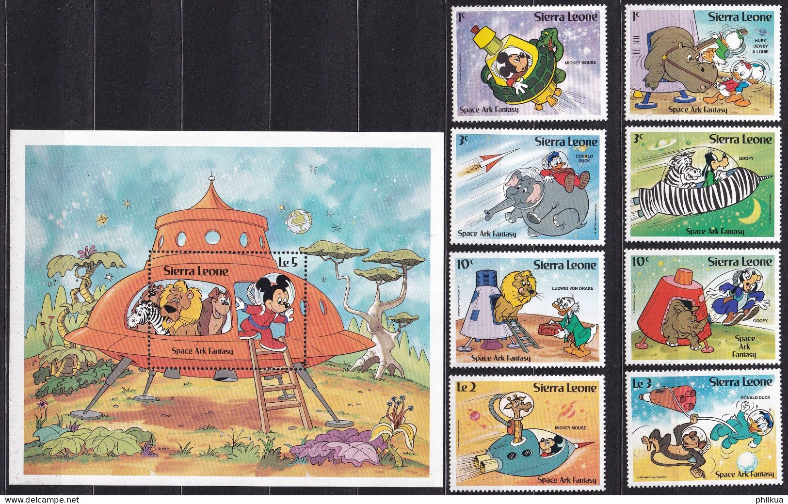 MiNr. 728 - 736 & Block 18 Sierra Leone 1983, 18. Nov. Walt-Disney-Figuren - Postfrisch/**/MNH - Sierra Leona (1961-...)