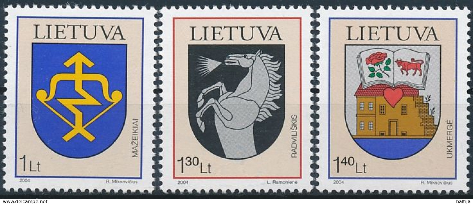 Mi 838-840 ** MNH / Heraldry, Town Coat Of Arms, Mažeikiai, Radviliškis, Ukmergė - Lithuania