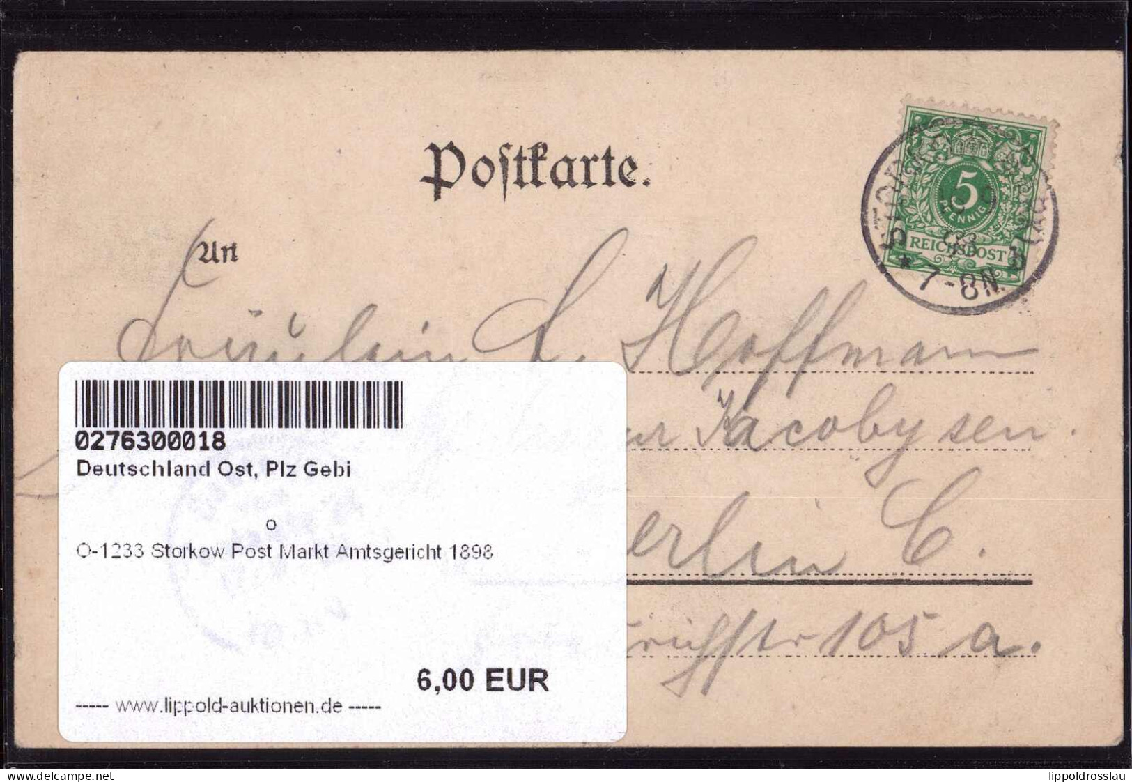 Gest. O-1233 Storkow Post Markt Amtsgericht 1898 - Frankfurt A. D. Oder