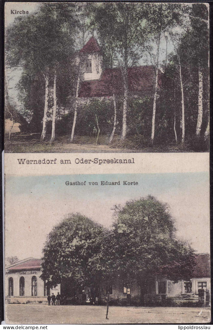 Gest. O-1251 Wernsdorf Gasthaus Korte 1912, Bug 2 Cm, Bug 1cm - Erkner