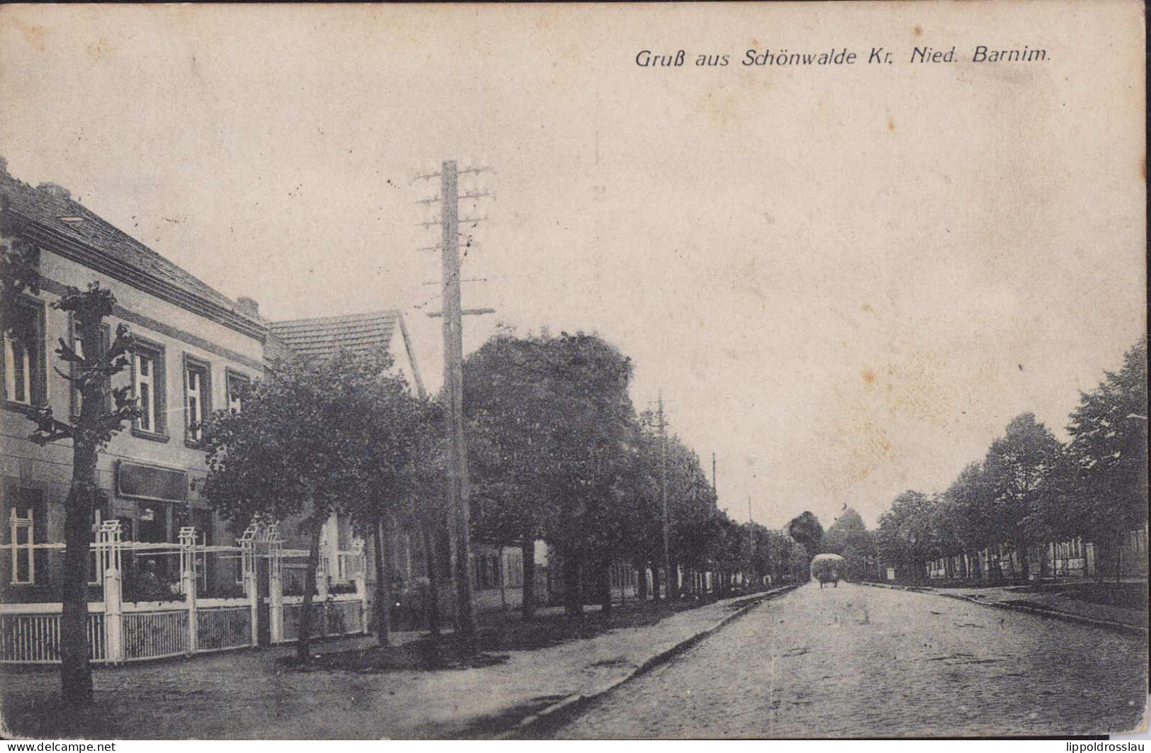 Gest. O-1292 Schönwalde Straßenpartie 1912 - Bernau