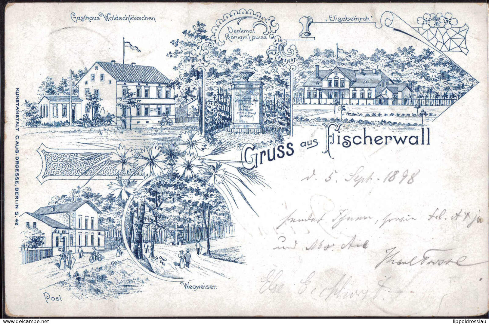 Gest. O-1430 Gransee Fischerwall Gasthaus Waldschlößchen 1898, Etwas Best. - Gransee