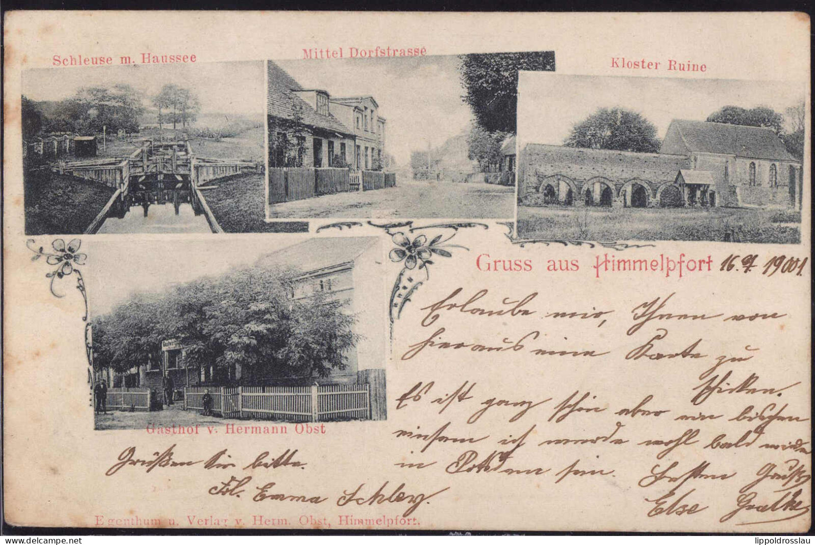 Gest. O-1431 Himmelpfort Dorfstraße Gasthaus Obst 1901 - Gransee