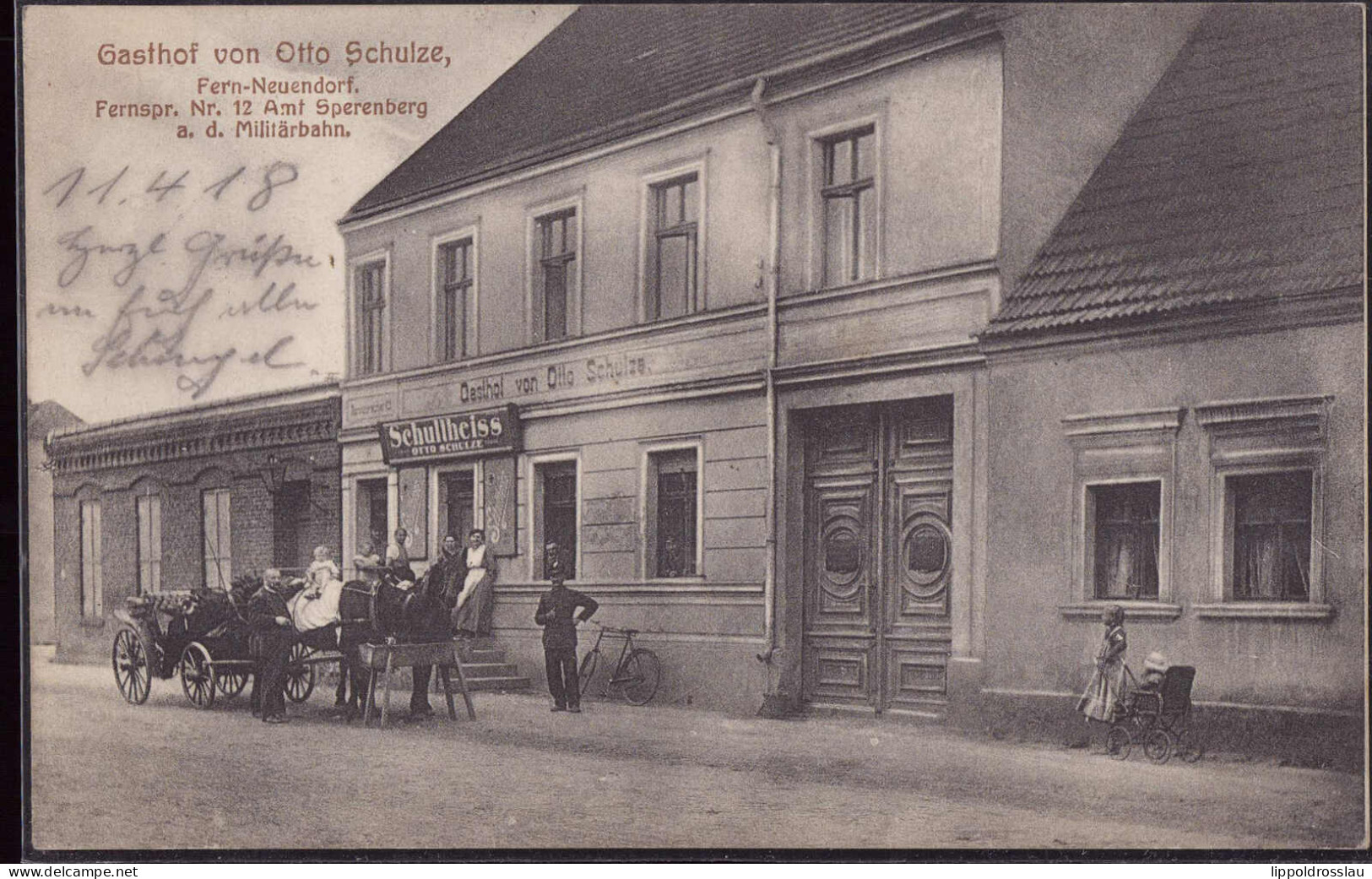 Gest. O-1631 Fernneuendorf Gasthaus Schulze, Feldpost 1918 - Zossen