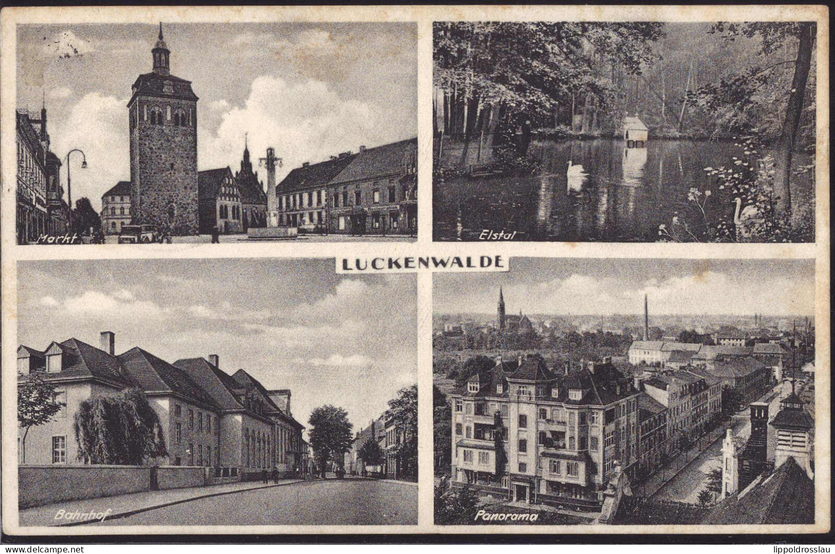 Gest. O-1710 Luckenwalde Bahnhof Panorama 1936 - Luckenwalde