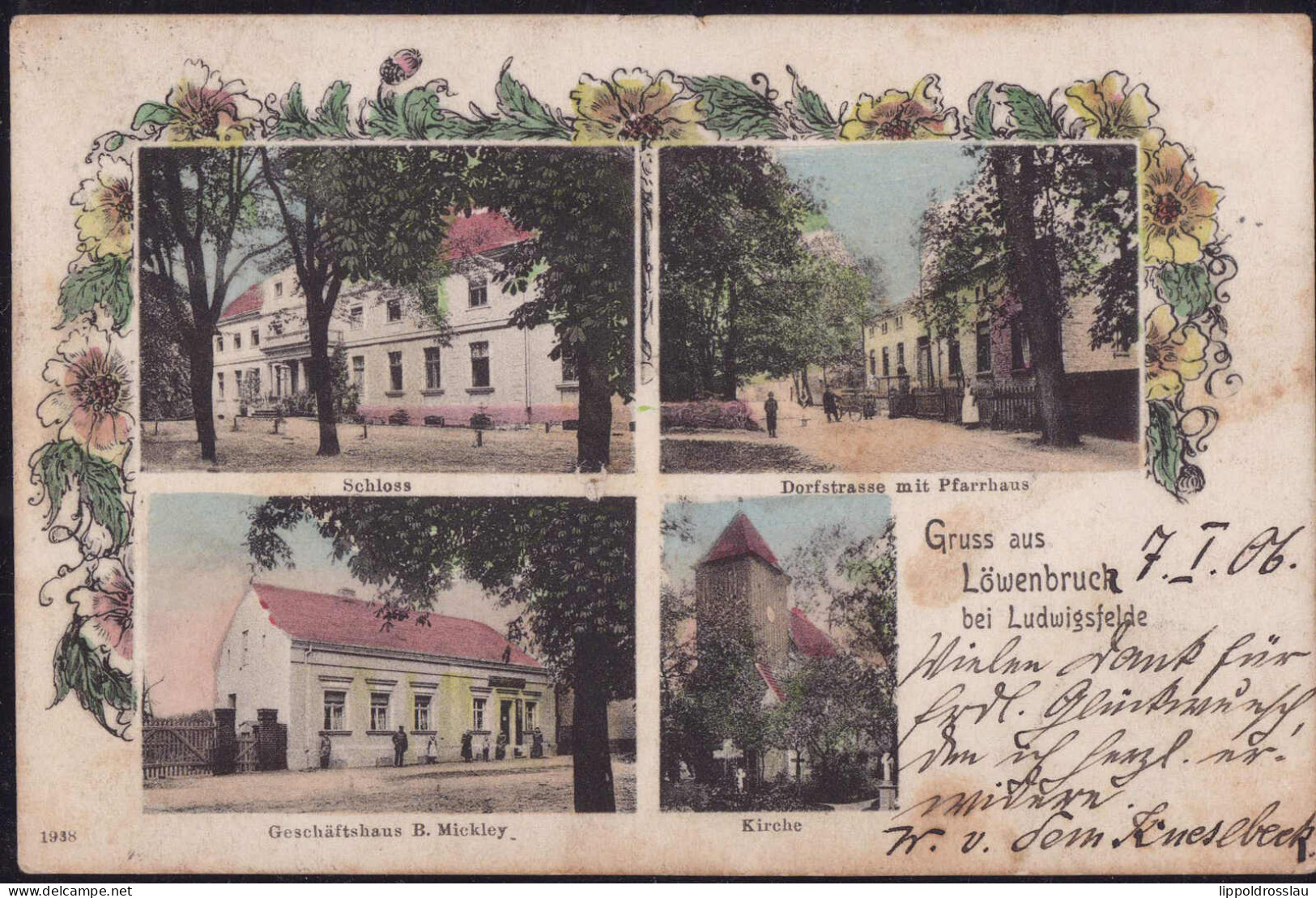 Gest. O-1721 Löwenbruch Geschäftshaus Mickley Dorfstraße 1906 - Ludwigsfelde