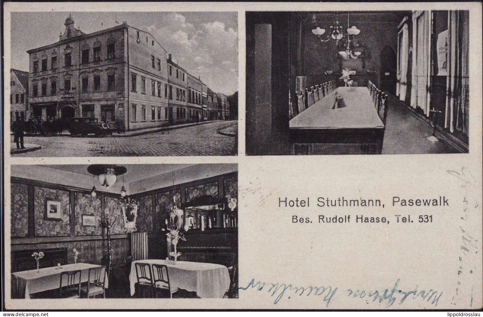 Gest. O-2100 Pasewalk Hotel Stuthmann 1939 - Pasewalk