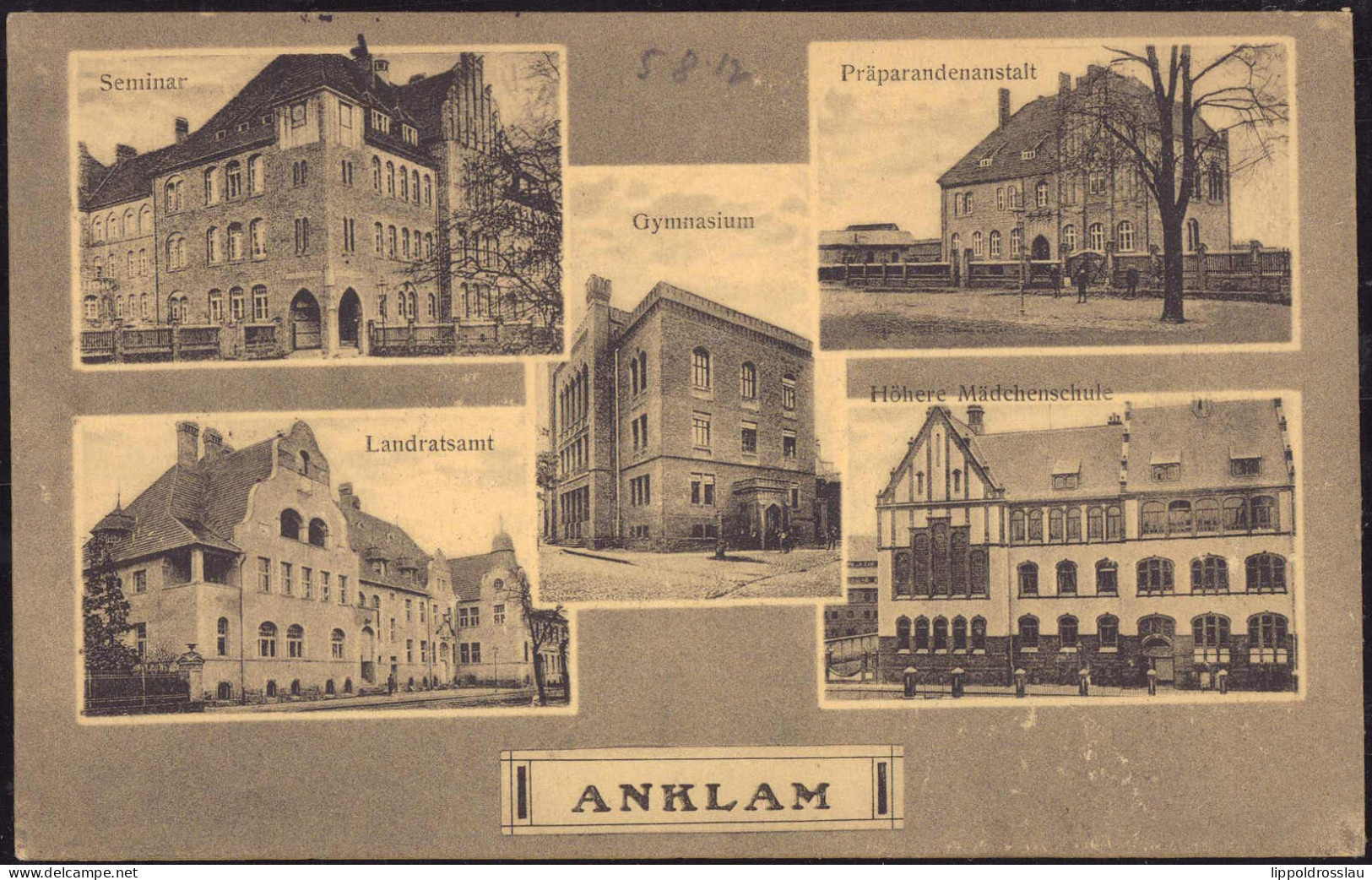 Gest. O-2140 Anklam Gymnasium Schulen Landratsamt 1912 - Anklam