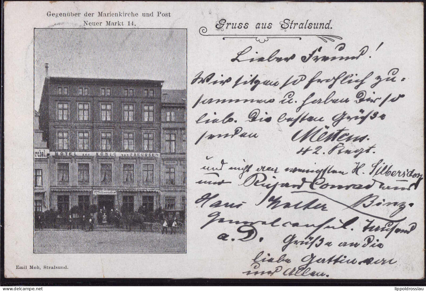 Gest. O-2300 Stralsund Gasthaus Hotel König Von Preussen 1900, EK 3mm - Stralsund